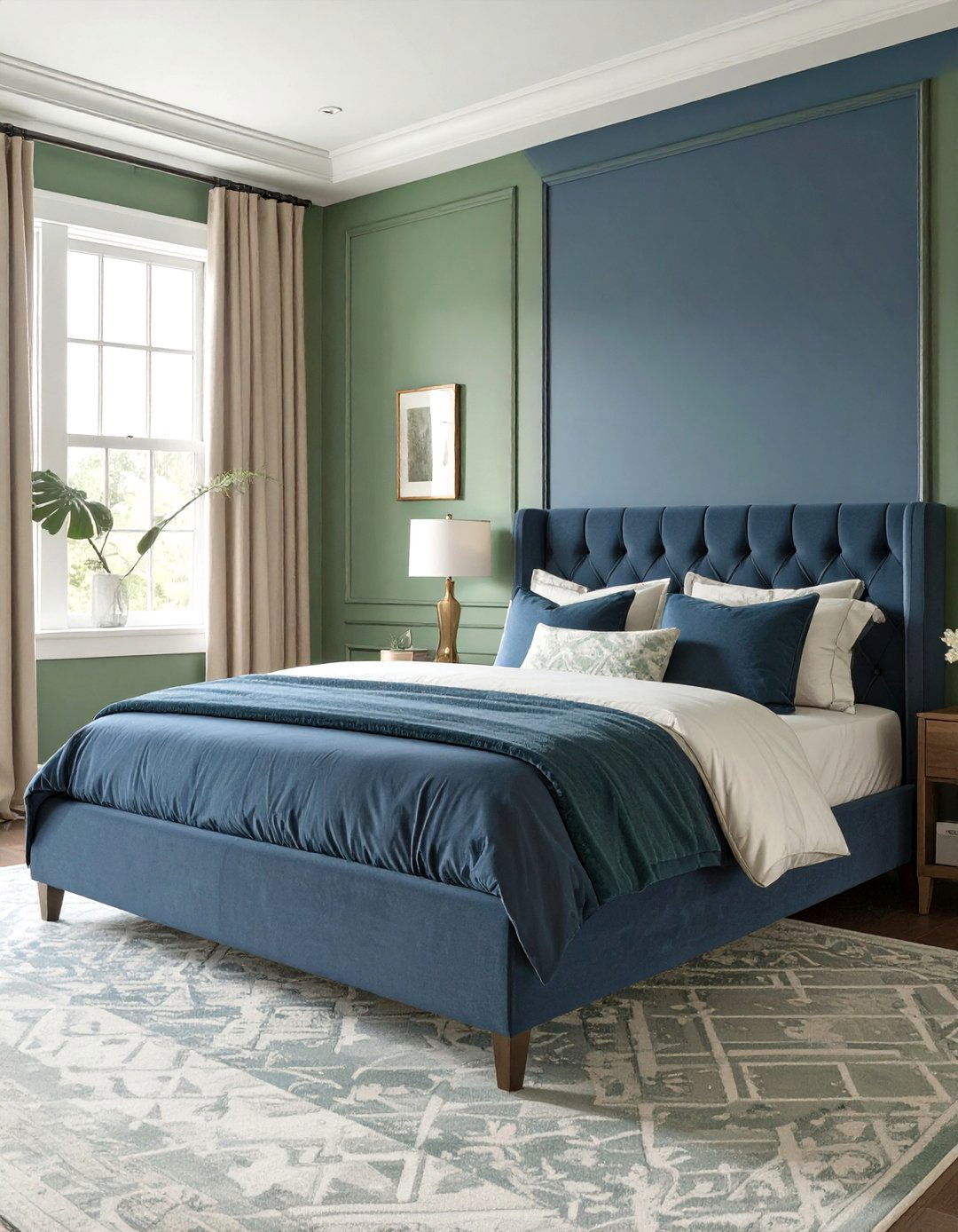 Sage Green and Navy Blue Bedroom - 30 sage green bedroom ideas