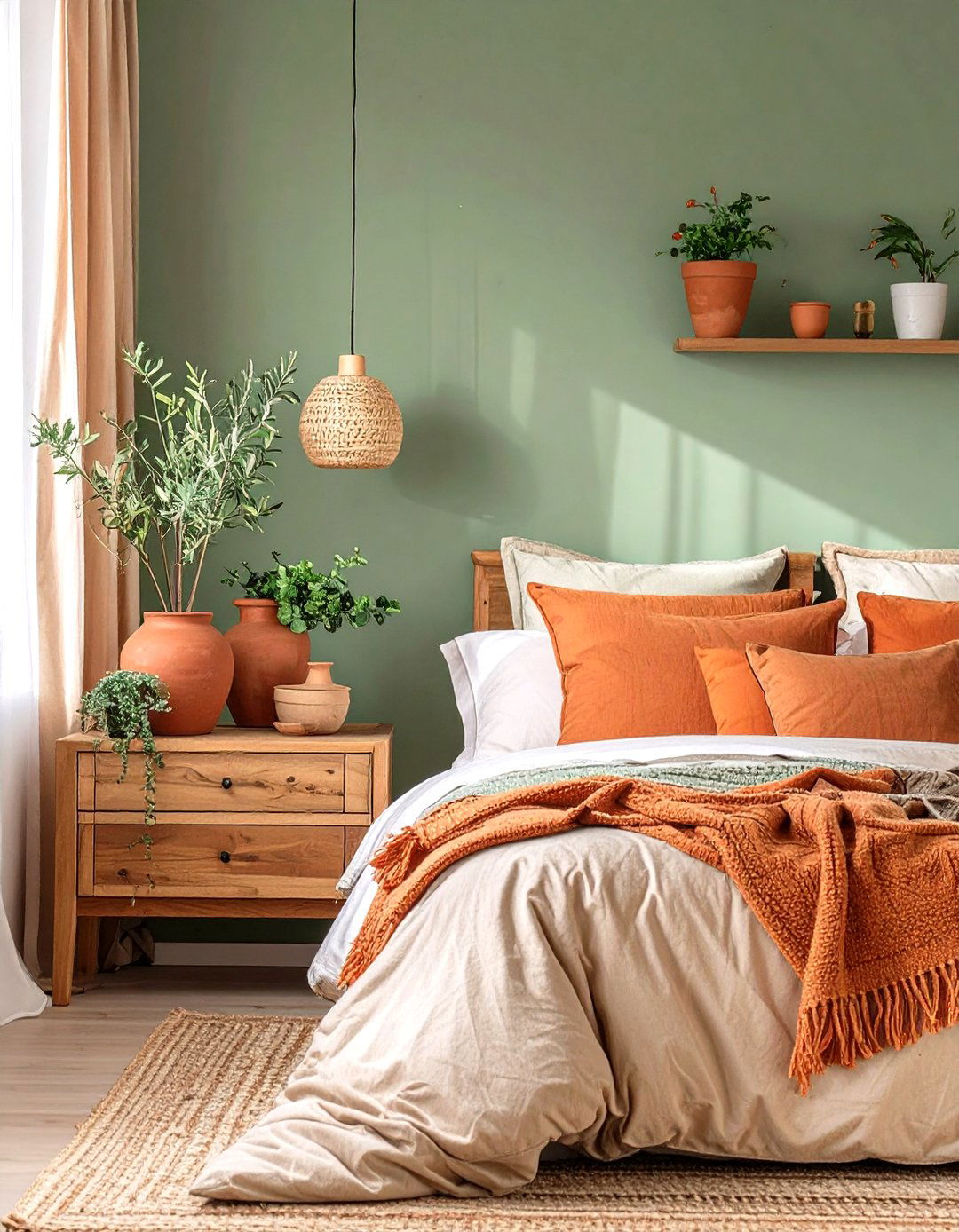 Sage Green and Terracotta Bedroom - 30 sage green bedroom ideas