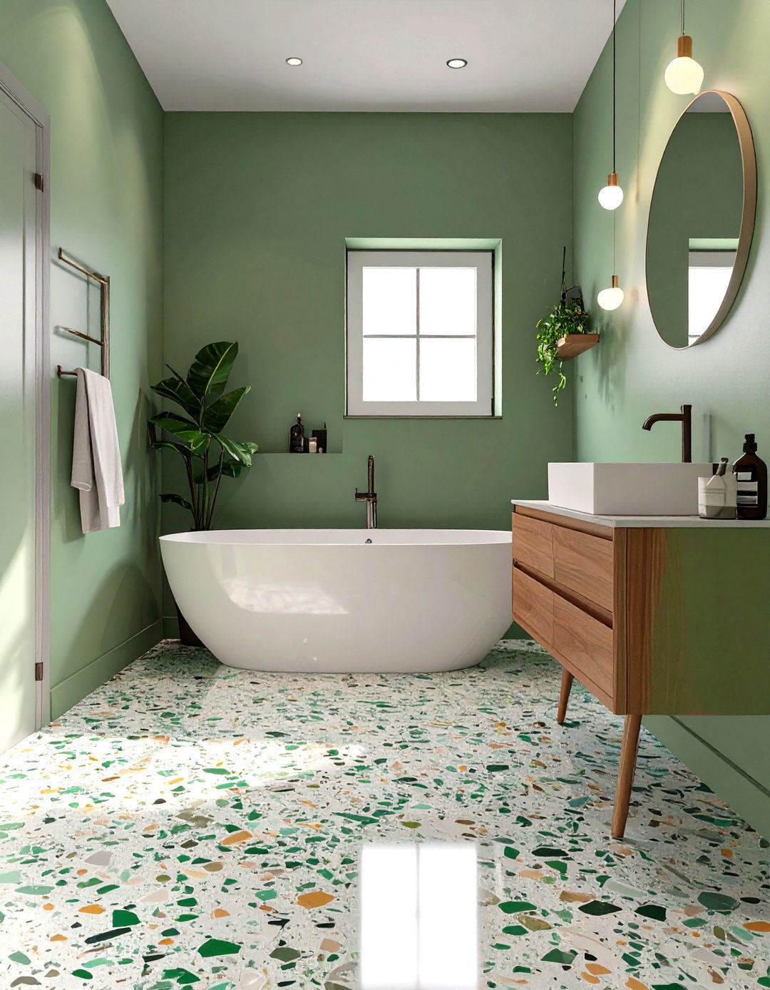 Sage Green and Terrazzo Combination - 30 sage green bathroom ideas