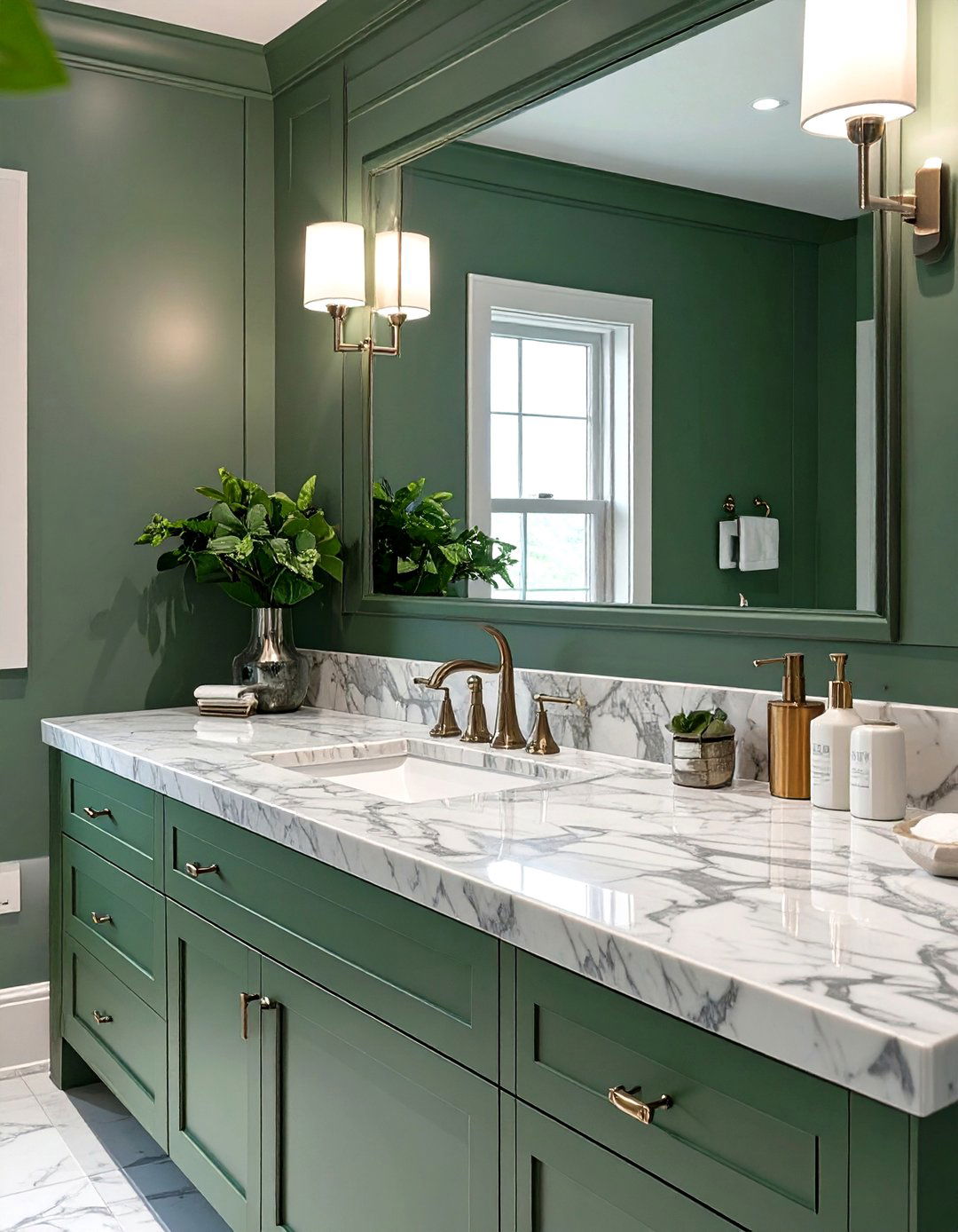 Sage Green with Marble Countertops - 30 sage green bathroom ideas