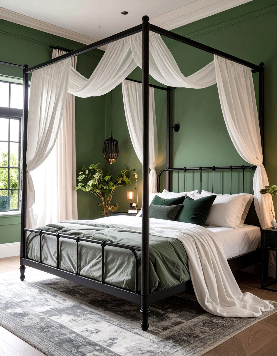 Sage Green with a Canopy Bed - 30 modern sage green bedroom ideas