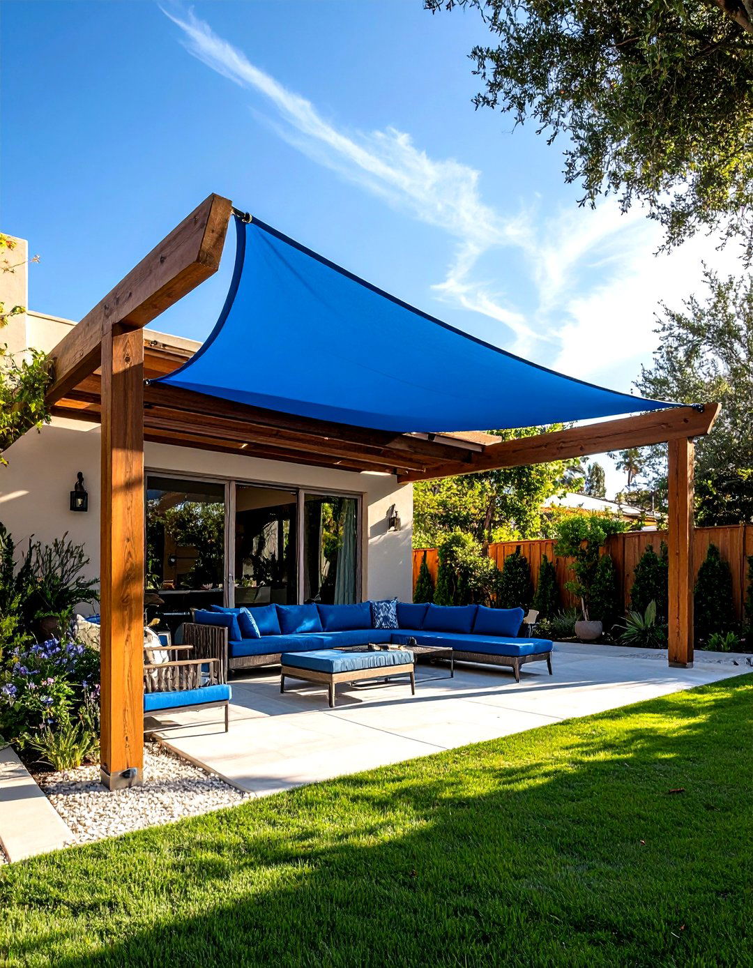 Sail Shade Pergola Hybrid - 30 outdoor pergola ideas