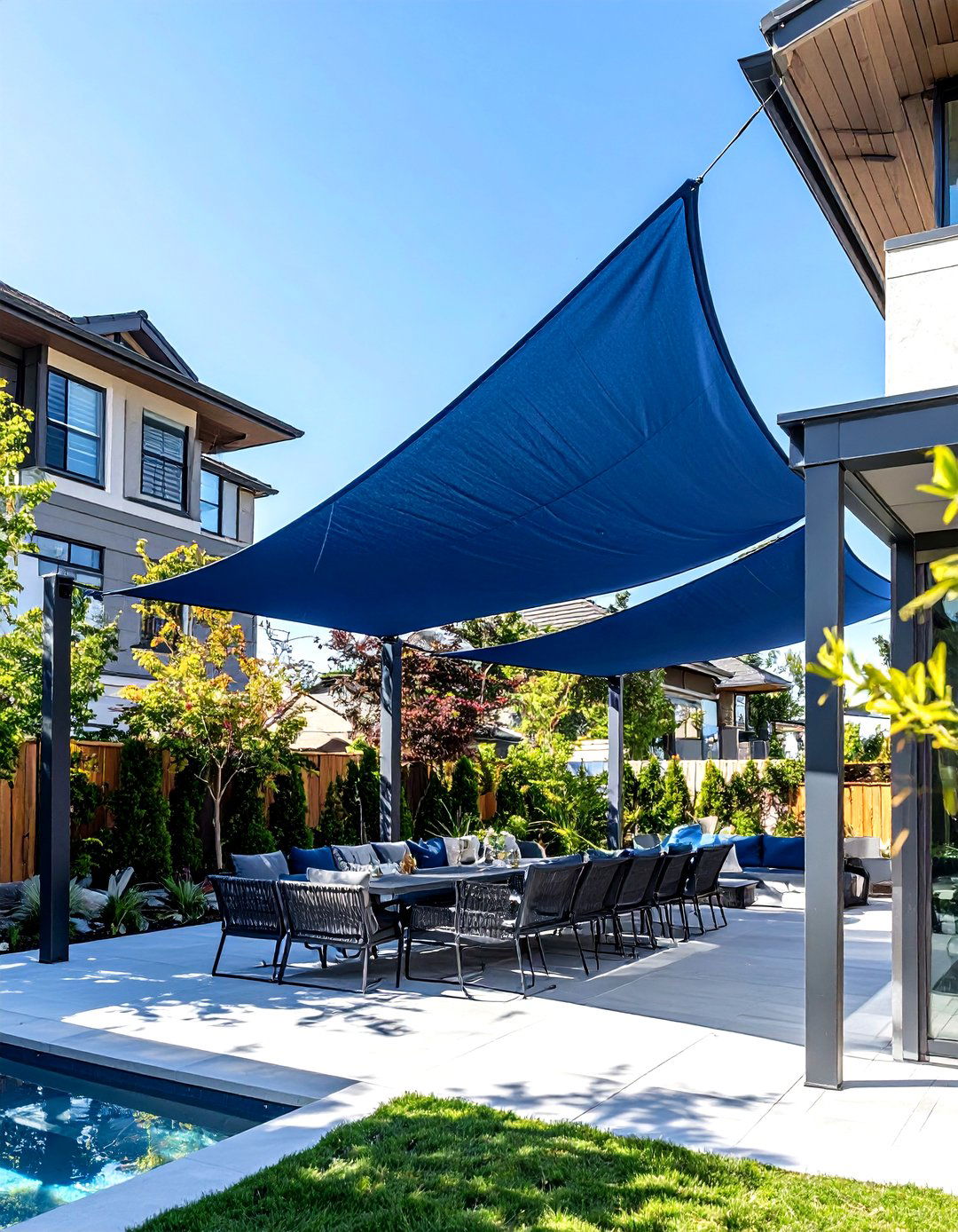 Sail Shades for Overhead Privacy - 30 useful backyard privacy ideas ththomideas