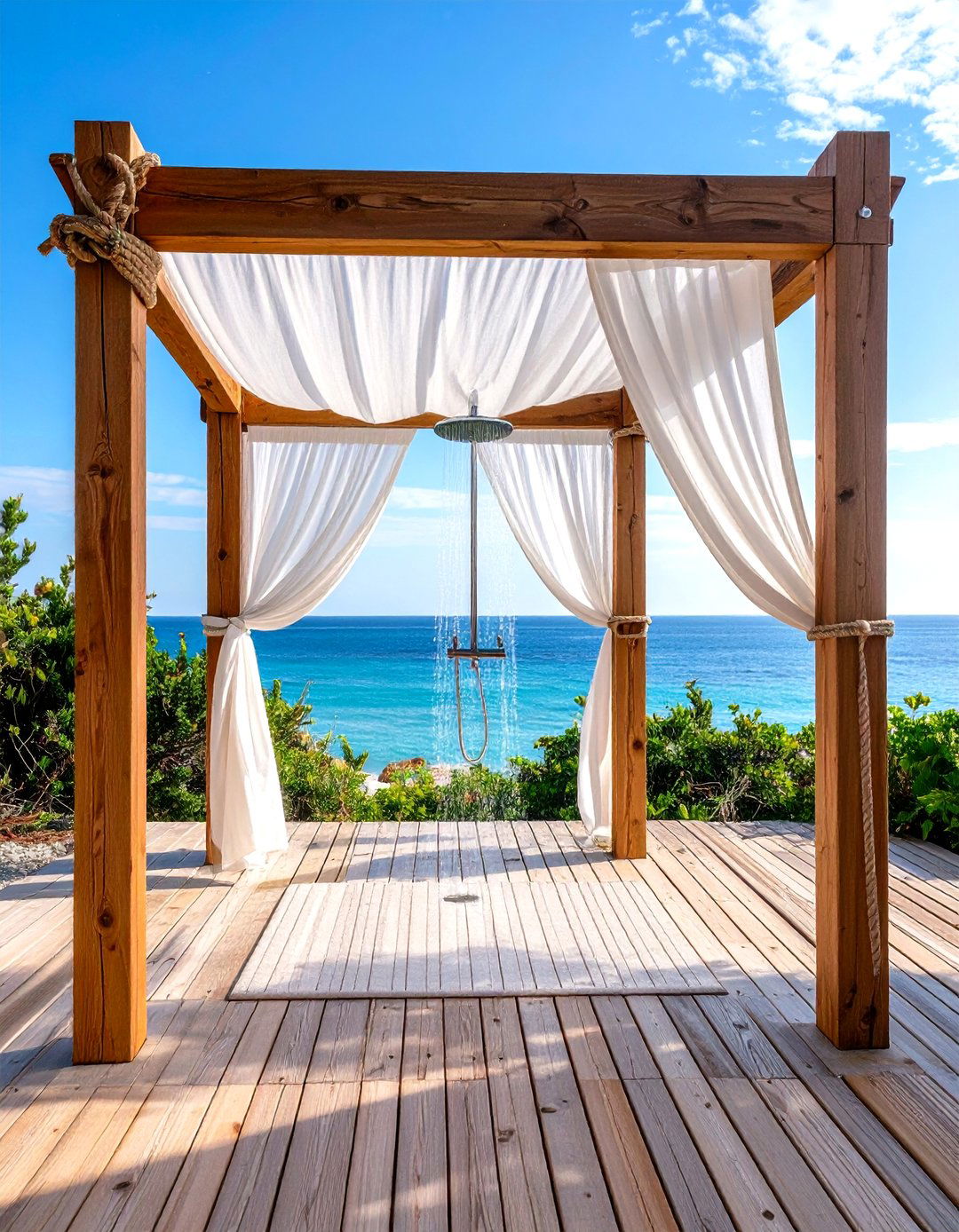 Sailcloth Privacy Screen Outdoor Shower Enclosure - 30 outdoor shower enclosure ideas