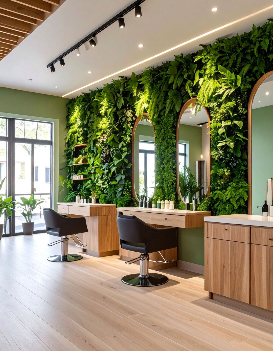 Salon with Living Green Walls - 30 salon interior design ideas