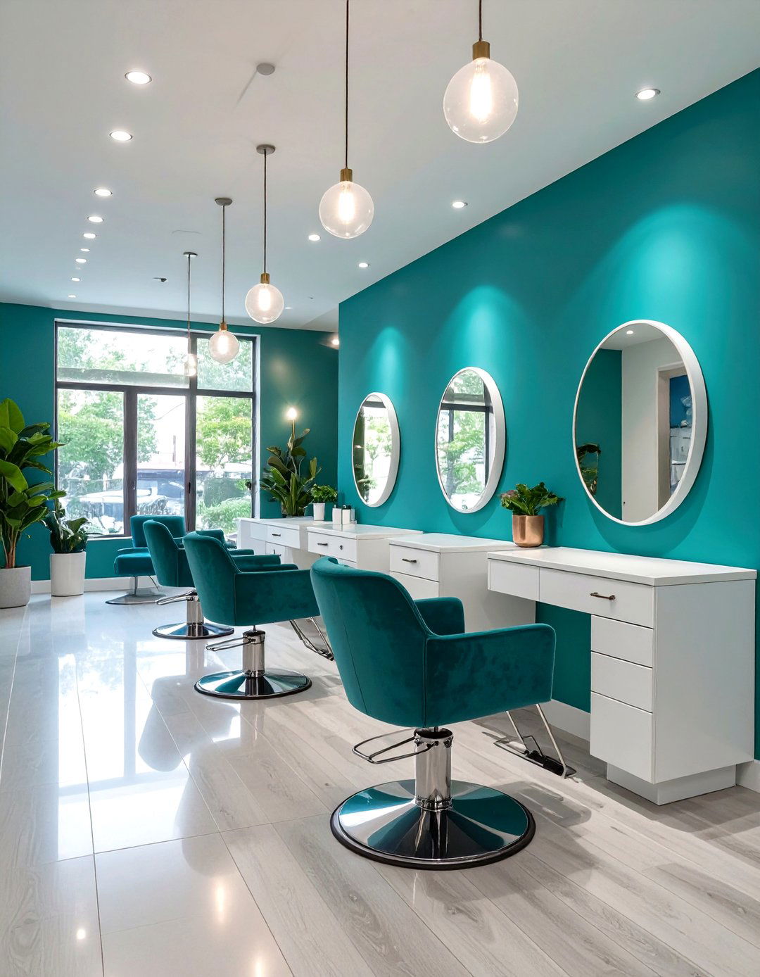 Salon with a Pop of Color - 30 salon interior design ideas