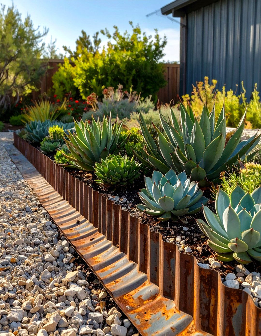 Salvaged Metal Plate Edging - 30 cheap creative garden edging ideas