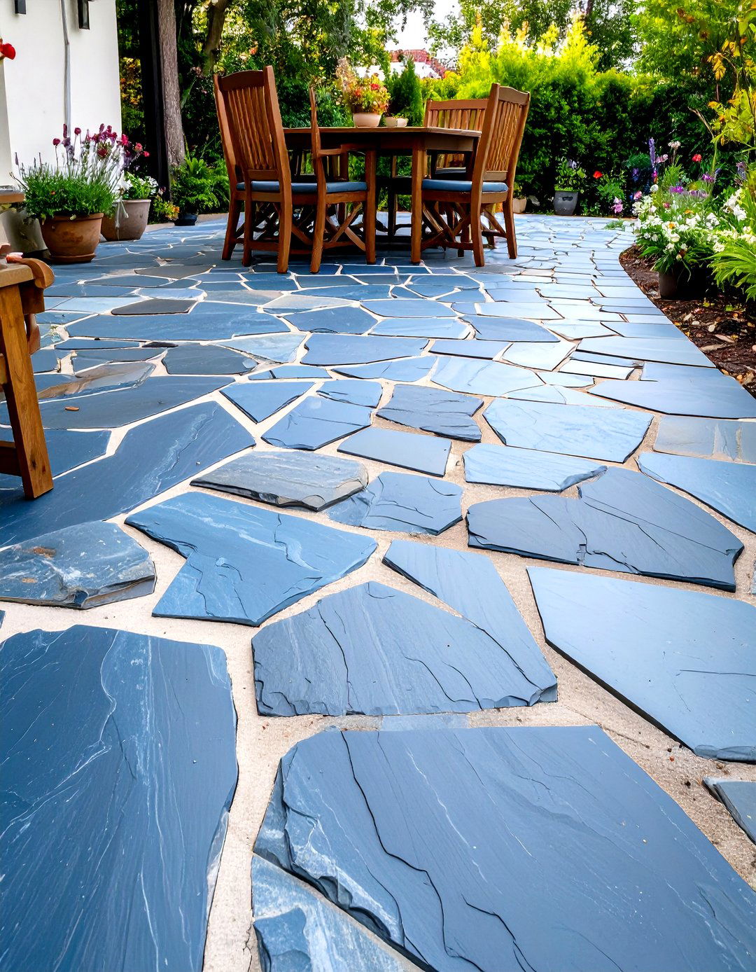 Sand Set Bluestone Patio - 30 stone patio ideas on a budget