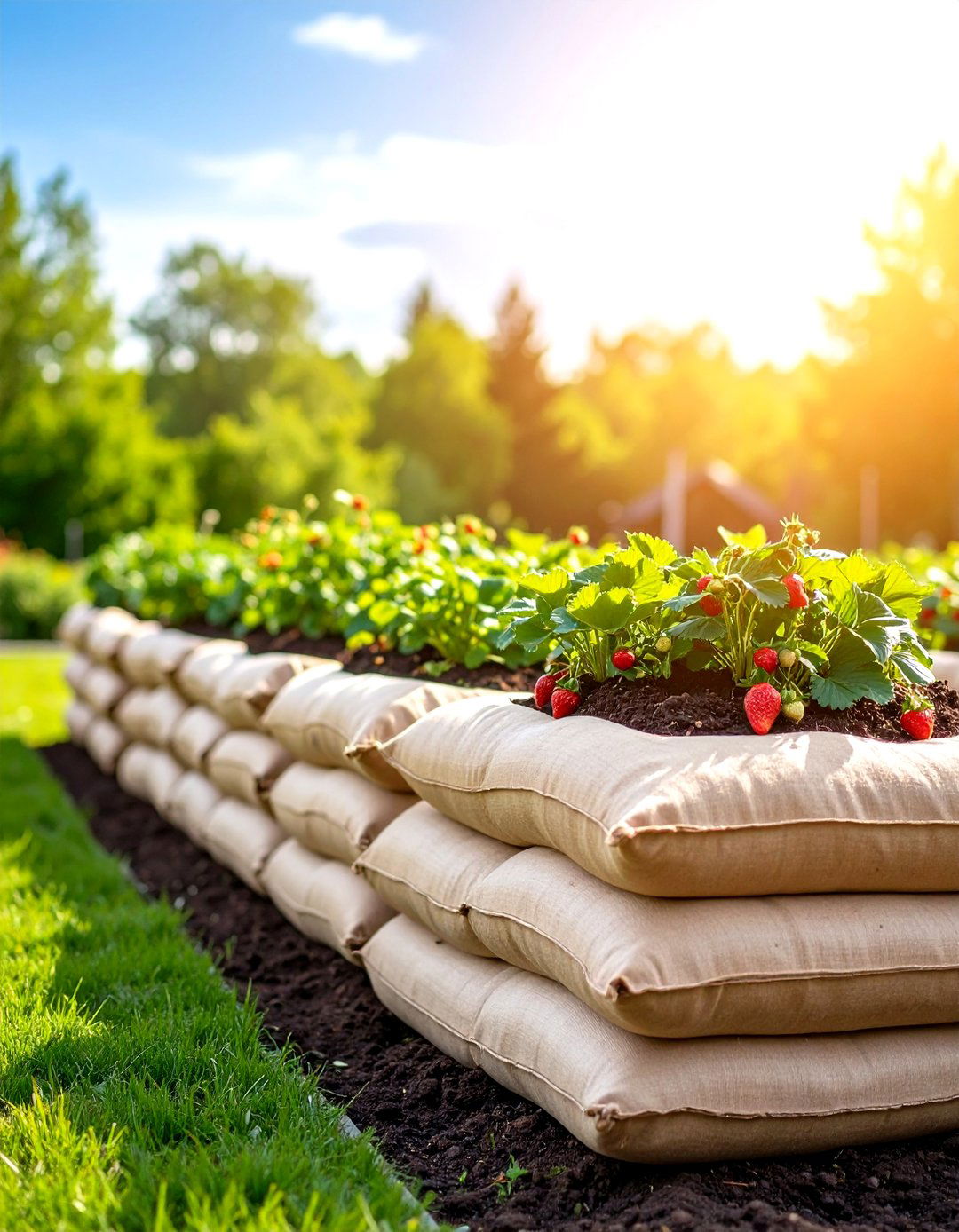 Sandbag Raised Garden Bed - 30 raised garden beds ideas