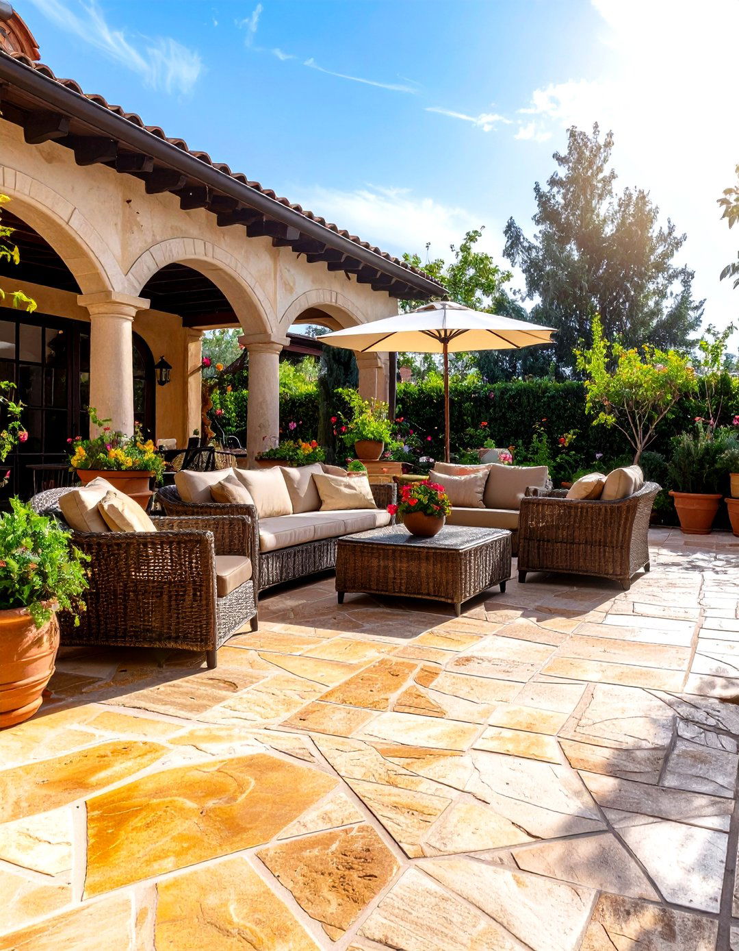 Sandstone Tile Patio Floor - 30 patio floor ideas