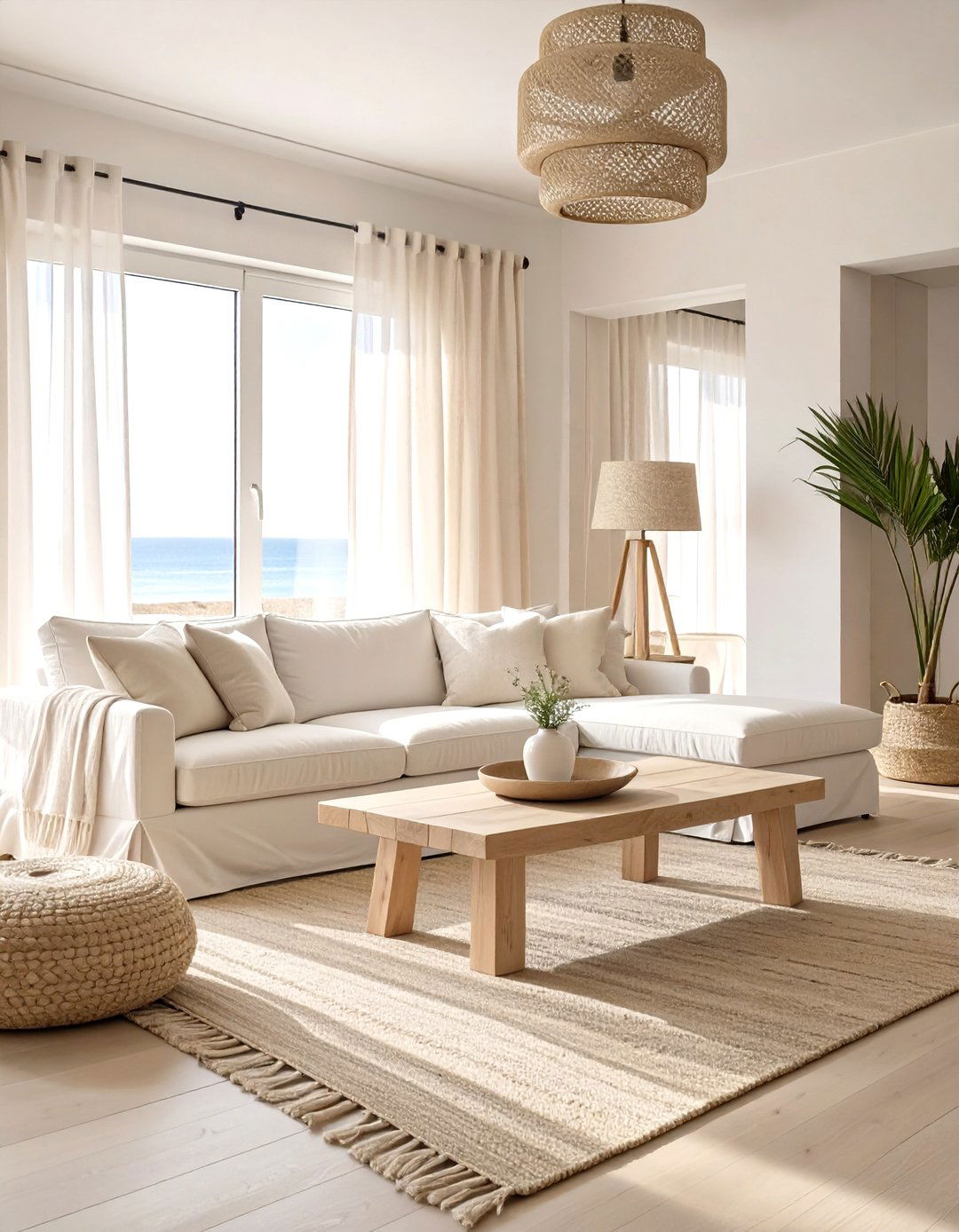 Sandy Beige and Natural Wood Living Room - 30 neutral living room color ideas