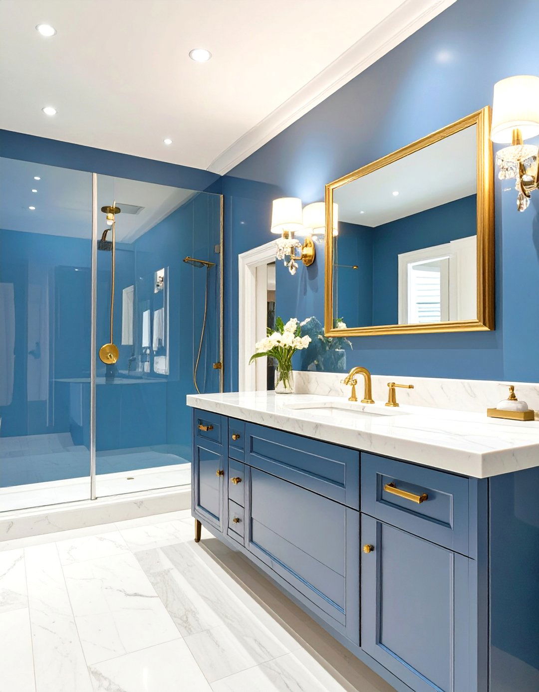 Sapphire Blue Lacquer Bathroom - 30 blue bathroom ideas