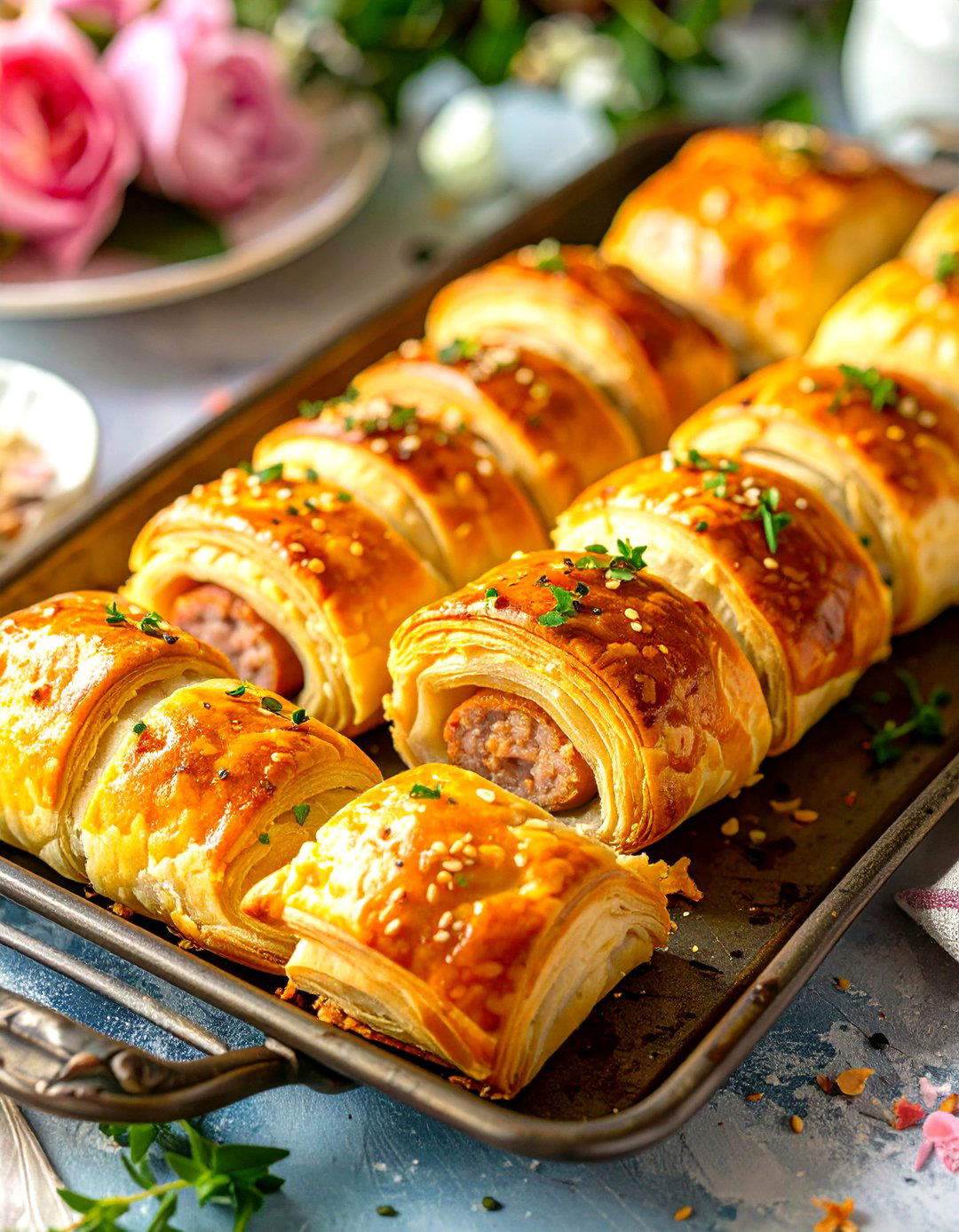 Sausage Roll Pastries - 30 baby shower snack ideas