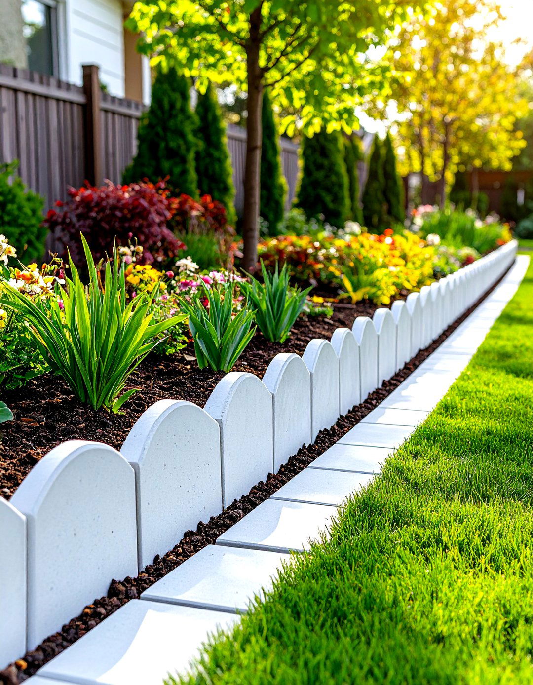 Scalloped Concrete Edger Lawn Border - 30 lawn edging ideas