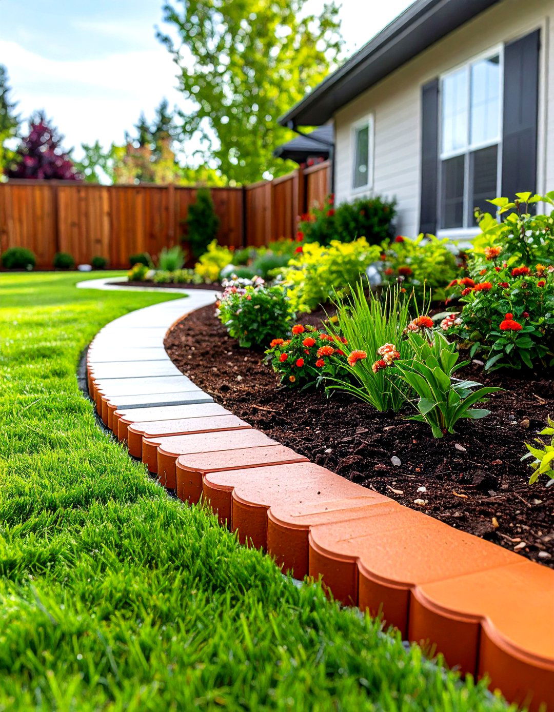 Scalloped Concrete Edger Patio Border - 30 patio border ideas
