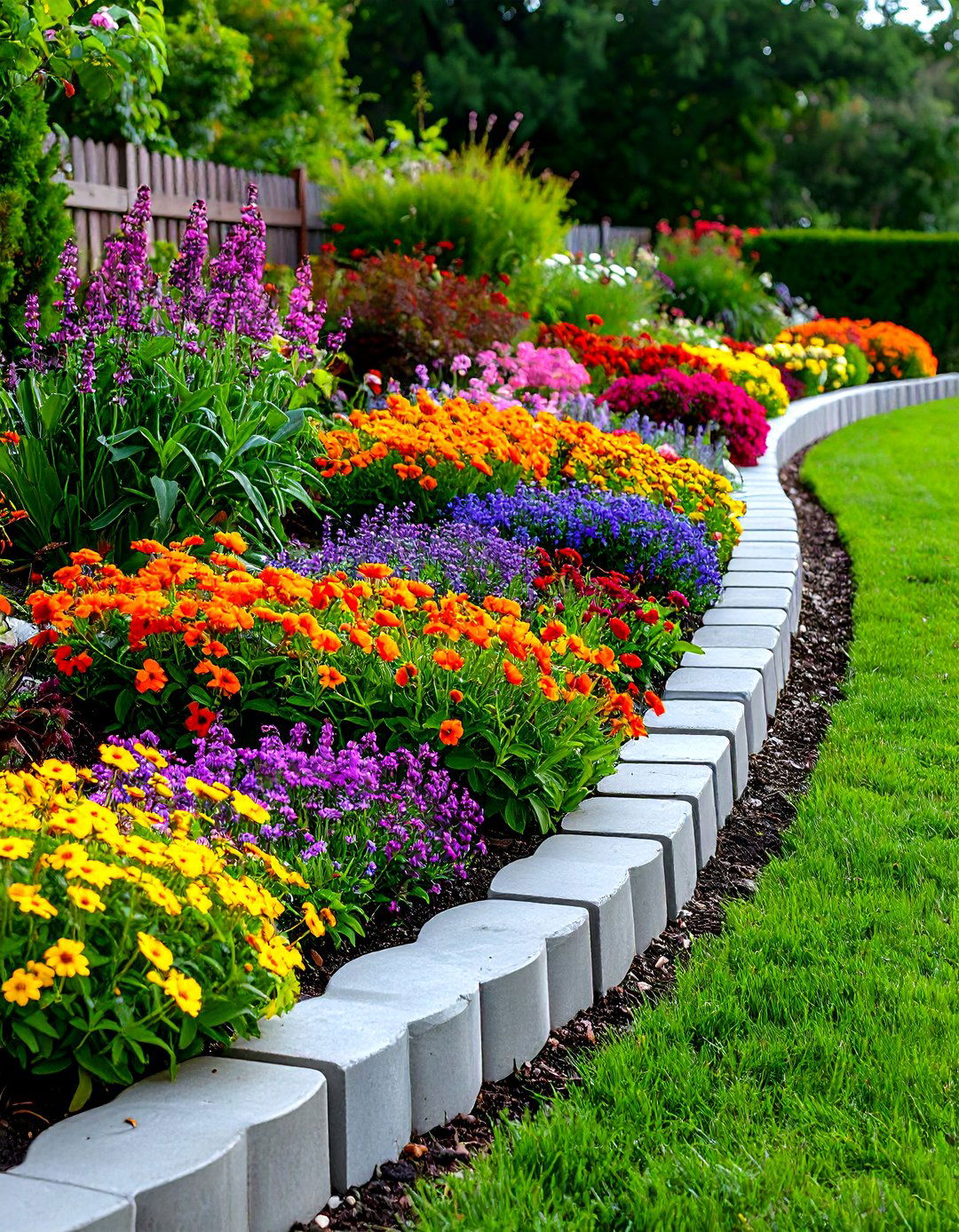 Scalloped Concrete Edging - 30 landscaping border ideas