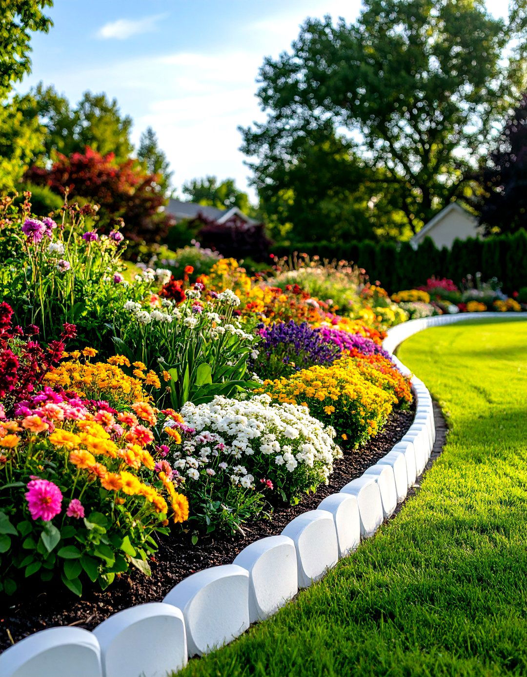 Scalloped Concrete Garden Edging - 30 inexpensive garden edging ideas
