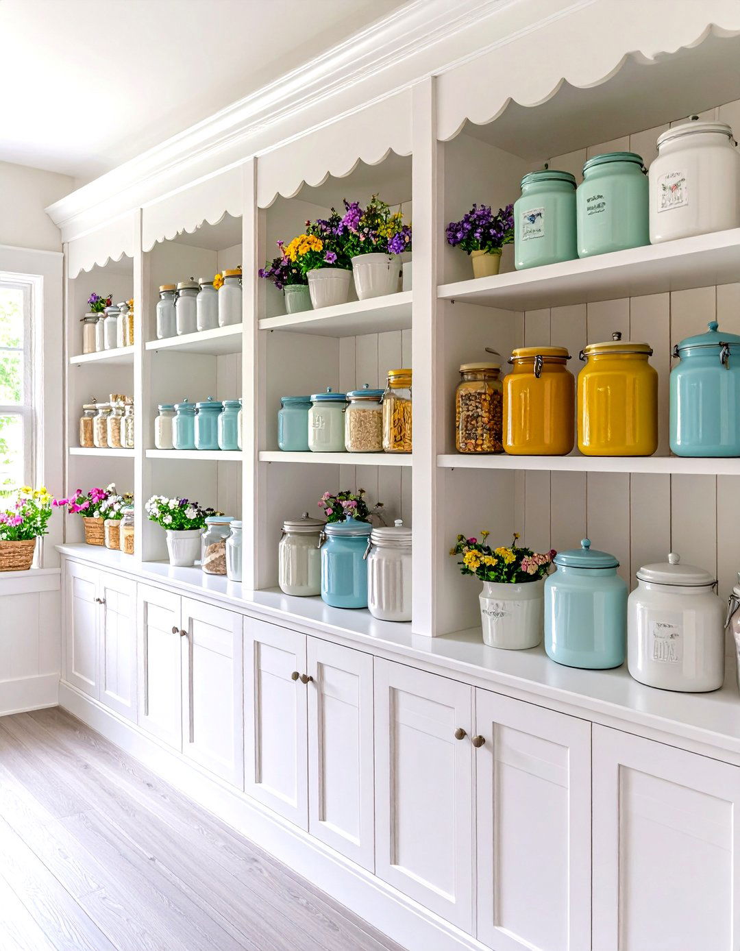 Scalloped Edge Pantry Shelves - 30 pantry shelf ideas