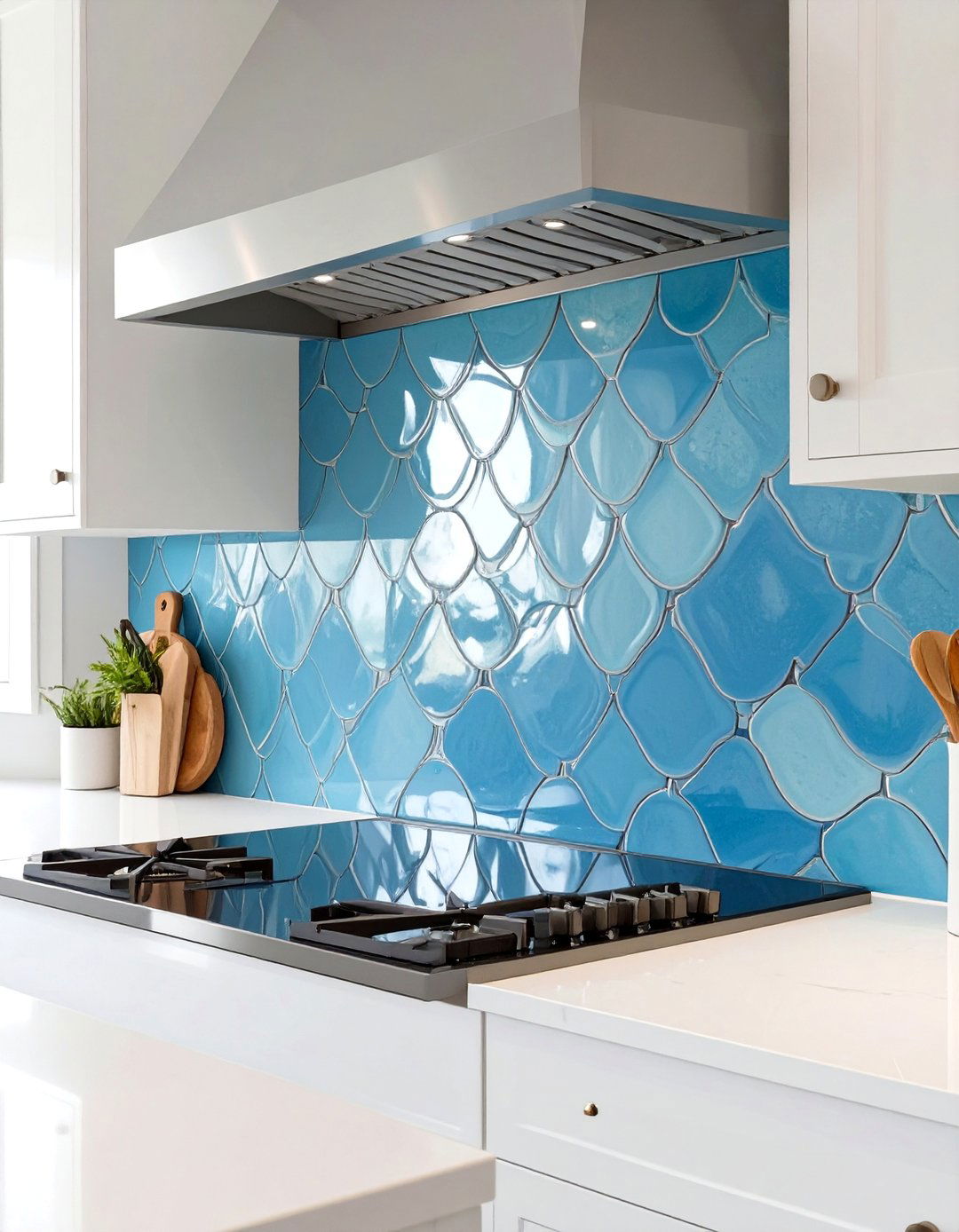 Scalloped Fish Scale Tile Stove Backsplash - 30 stove backsplash ideas