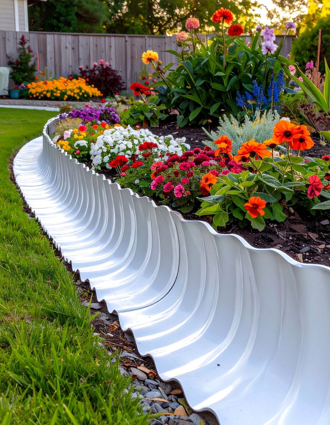 Scalloped Metal Garden Edging - 30 cheap creative garden edging ideas