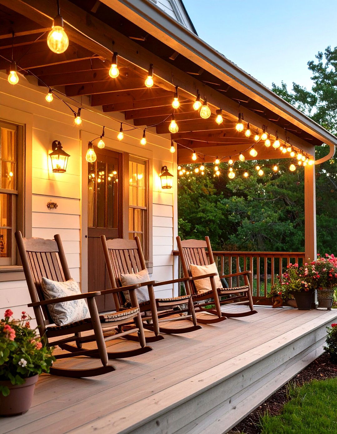 Scalloped Patio String Lights Along a Roofline - 30 patio string lights ideas