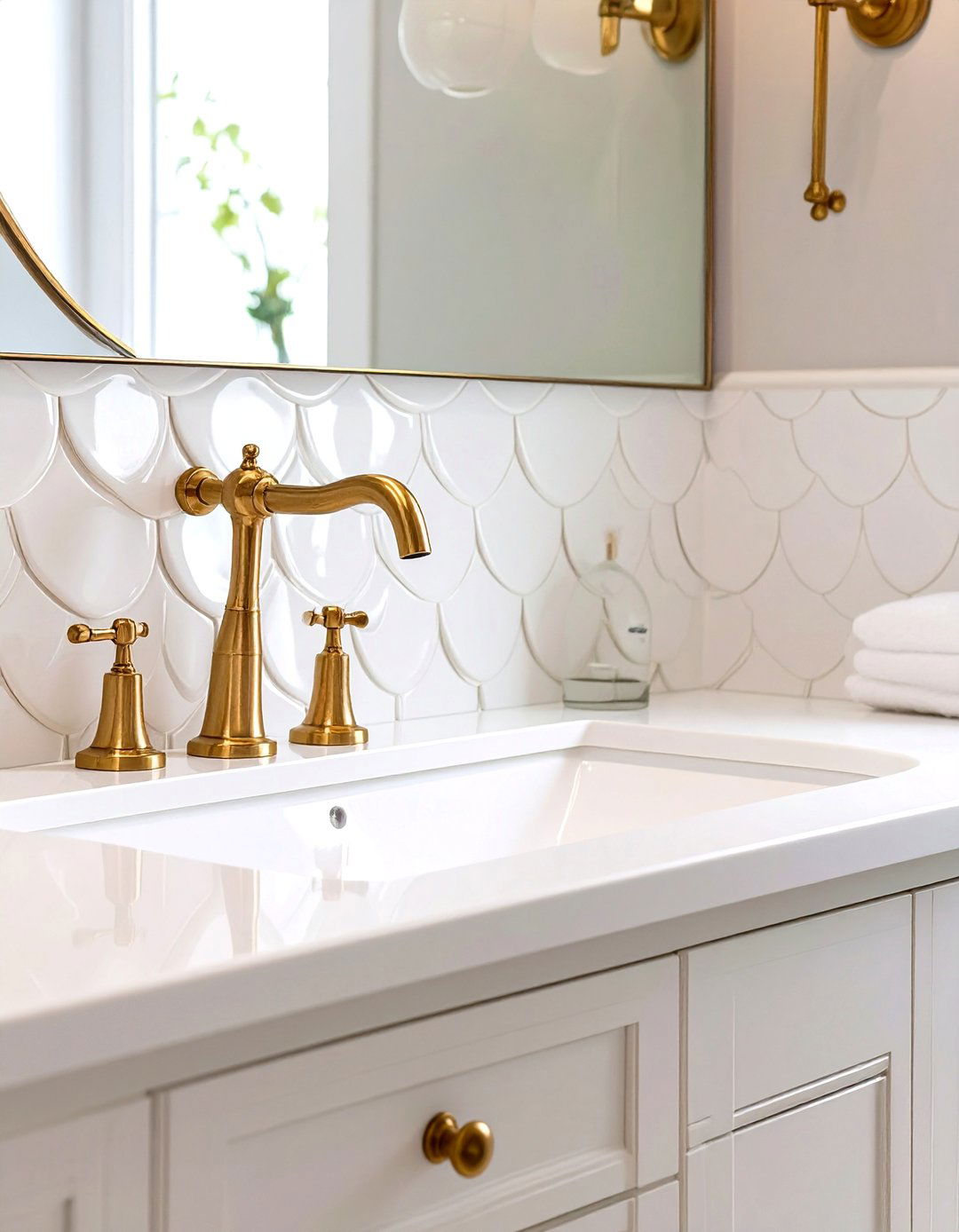 Scalloped Tile Bathroom Backsplash - 30 cheap bathroom backsplash ideas
