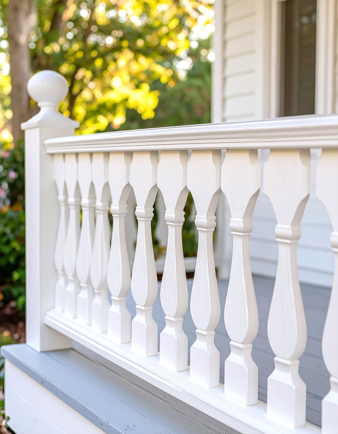 Scalloped Top Wood Railing - 30 small front porch railing ideas