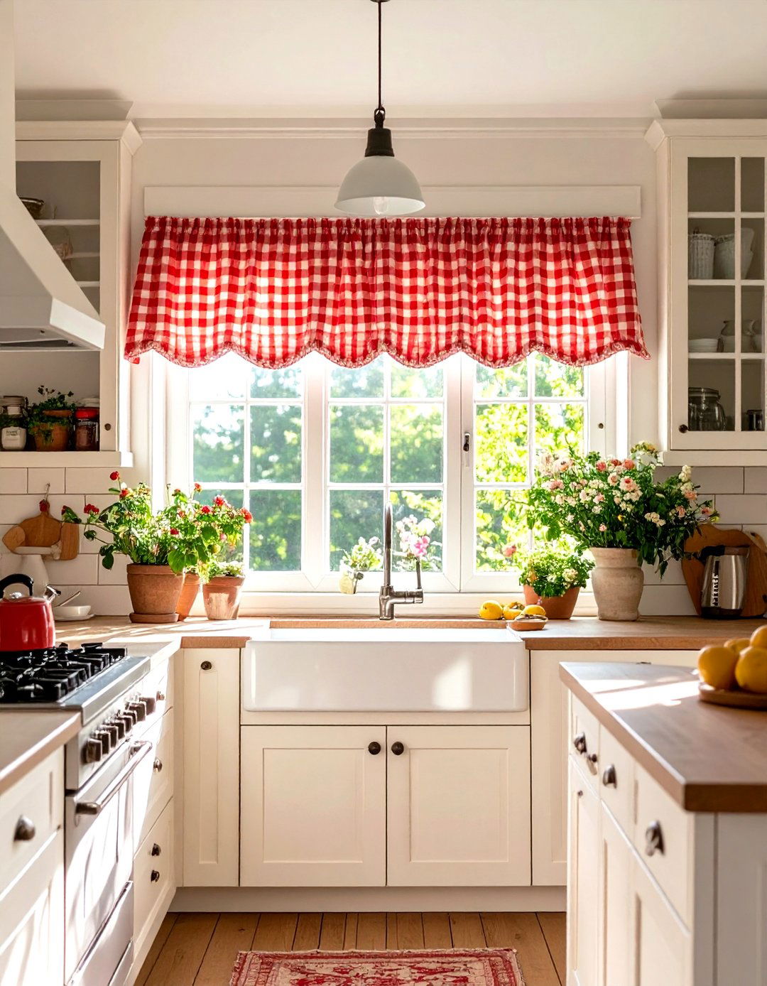 Scalloped Valances on Windows - 30 retro kitchen ideas