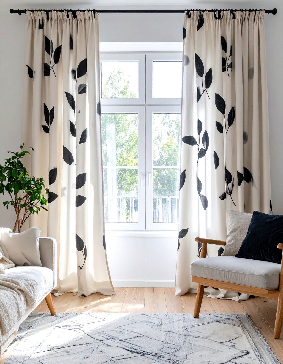 Scandi Style Patterned Curtains - 30 modern curtain designs for living room
