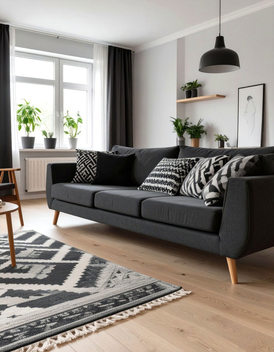Scandinavian Black and Grey Living Room - 30 modern black and grey living room ideas