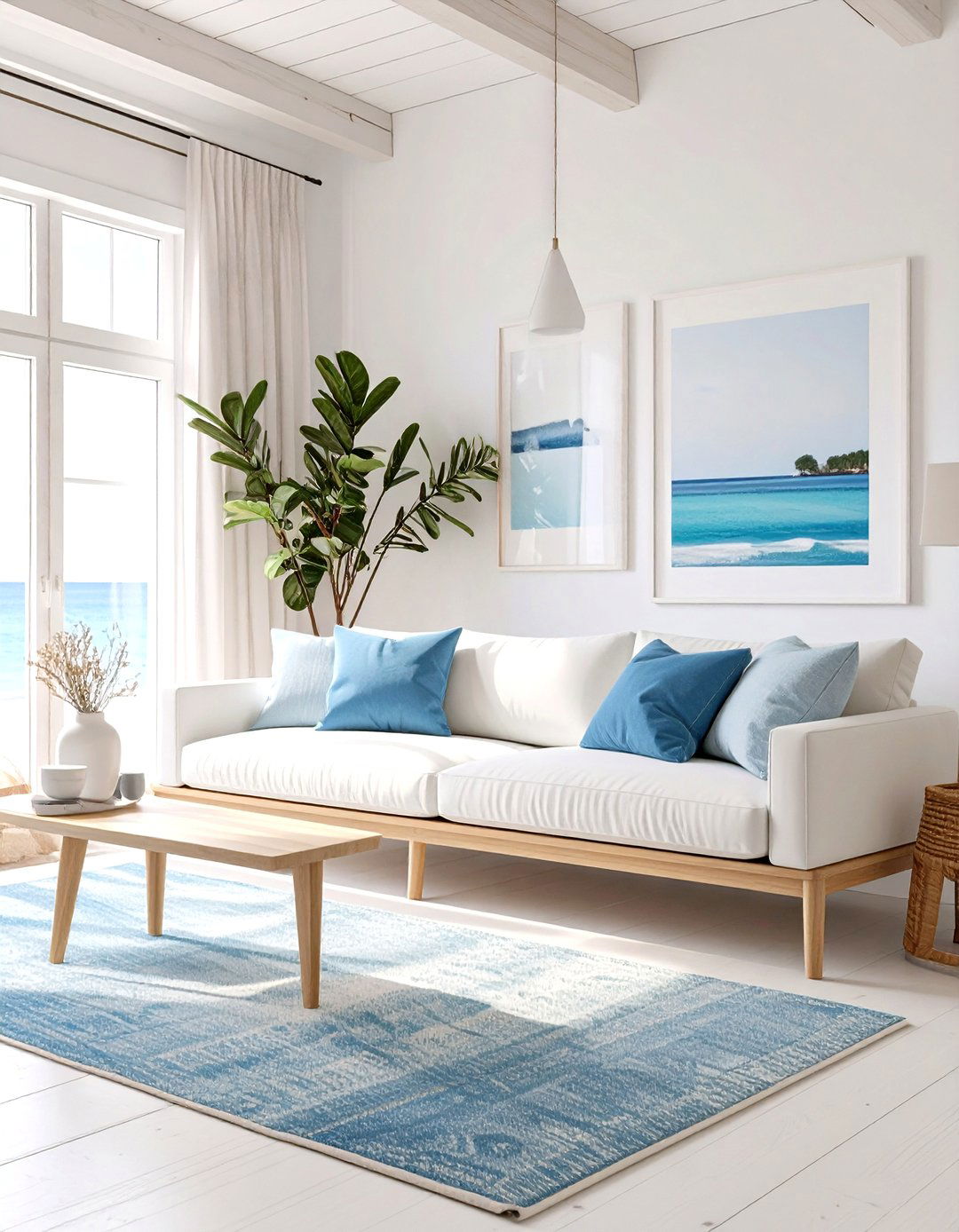 Scandinavian Coastal Hybrid Living Room - 30 modern coastal living room ideas
