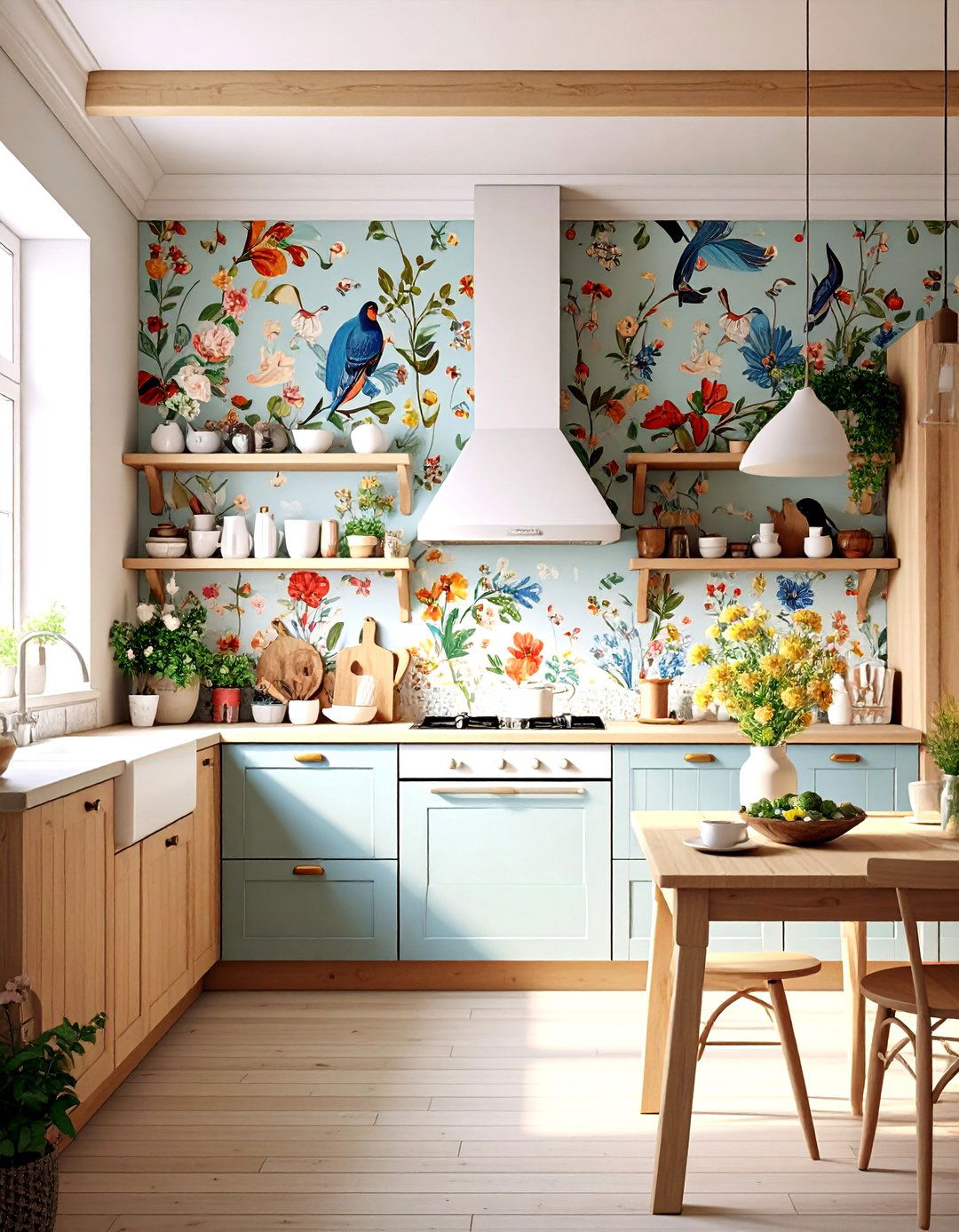 Scandinavian Folk Kitchen Wallpaper - 30 kitchen wallpaper ideas