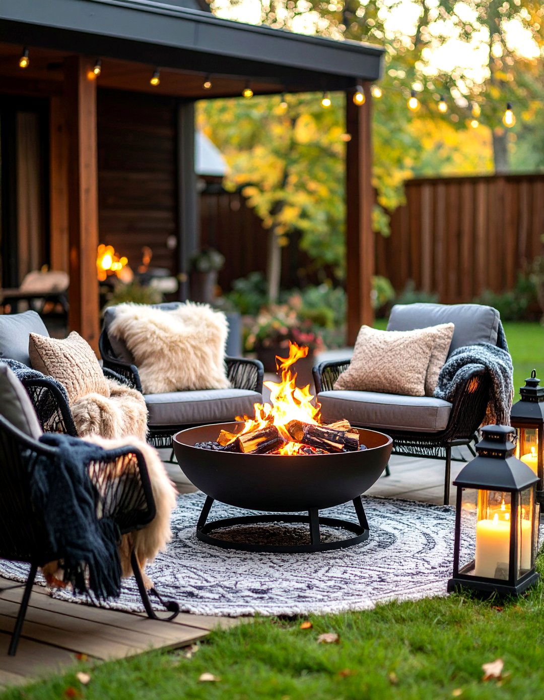 Scandinavian Hygge Firepit Nook - 30 backyard firepit ideas