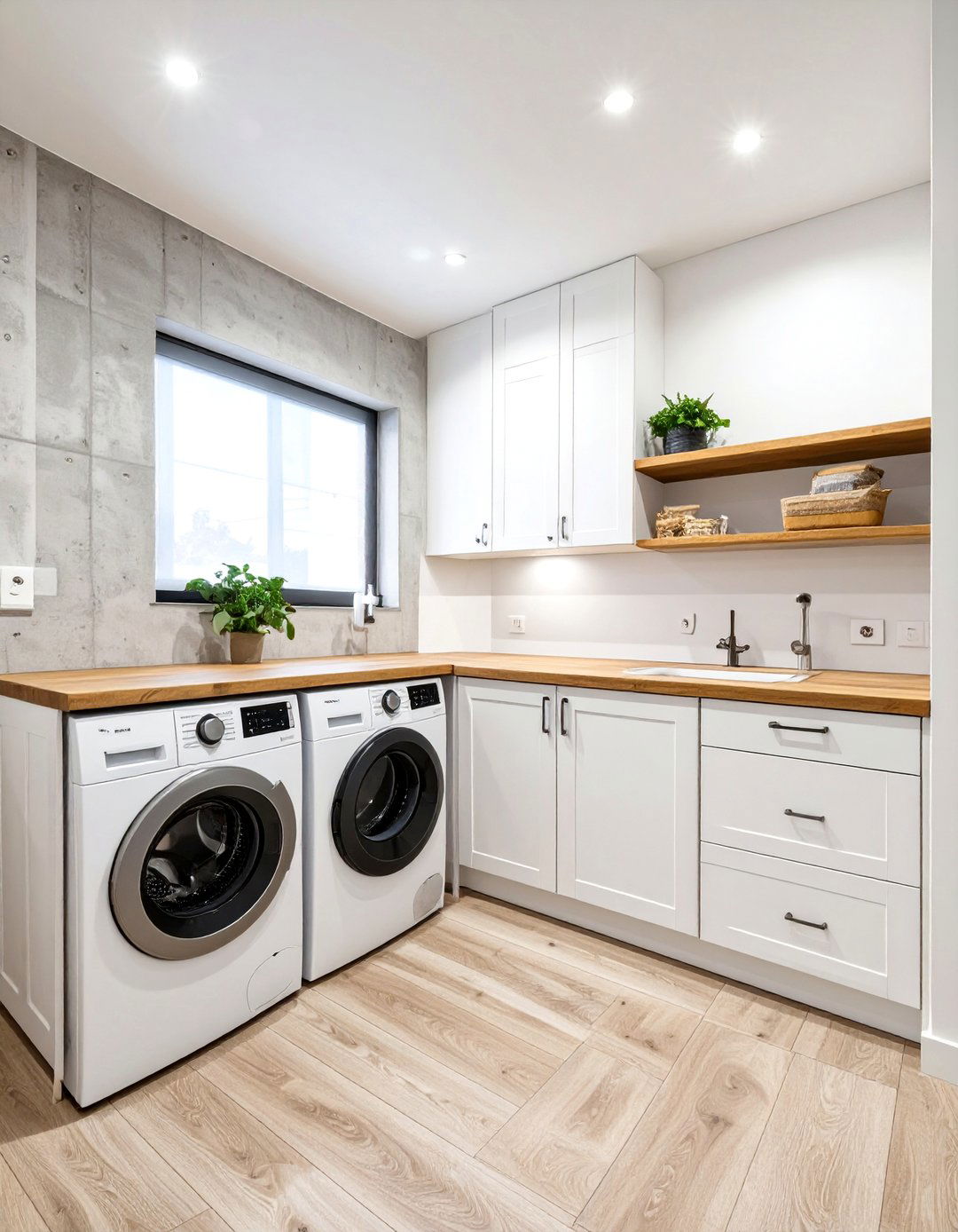 Scandinavian Inspired Basement Laundry Room - 30 concrete basement laundry room ideas