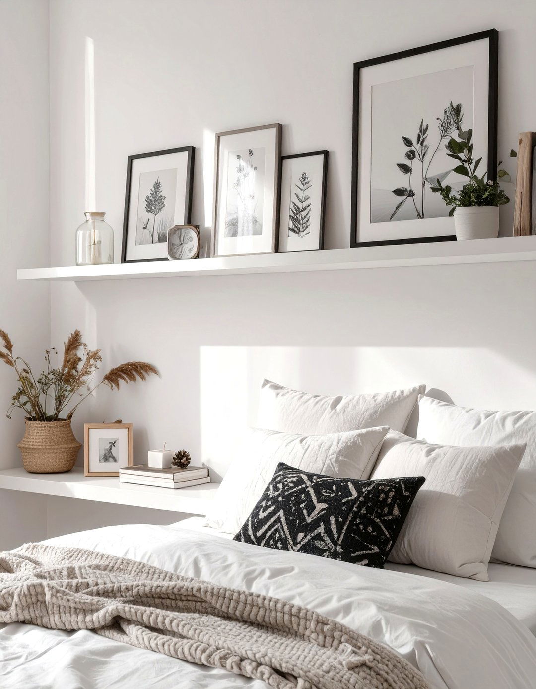 Scandinavian Inspired Bedroom Ledge Shelf - 30 bedroom shelf ideas