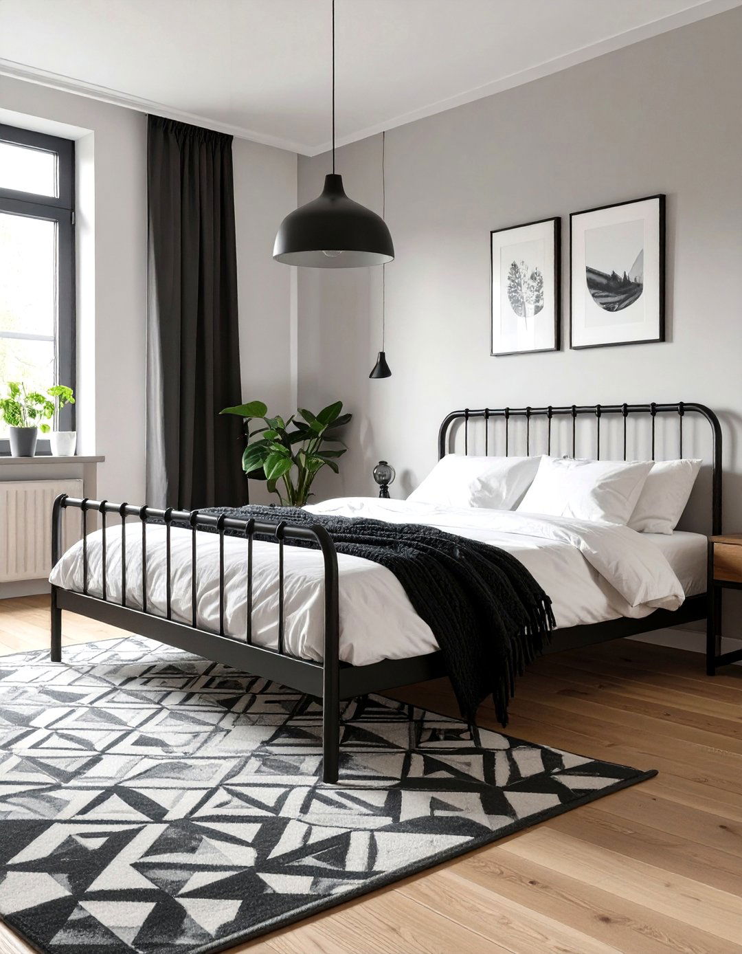 Scandinavian Inspired Black and White Bedroom - 30 black and white interior design ideas