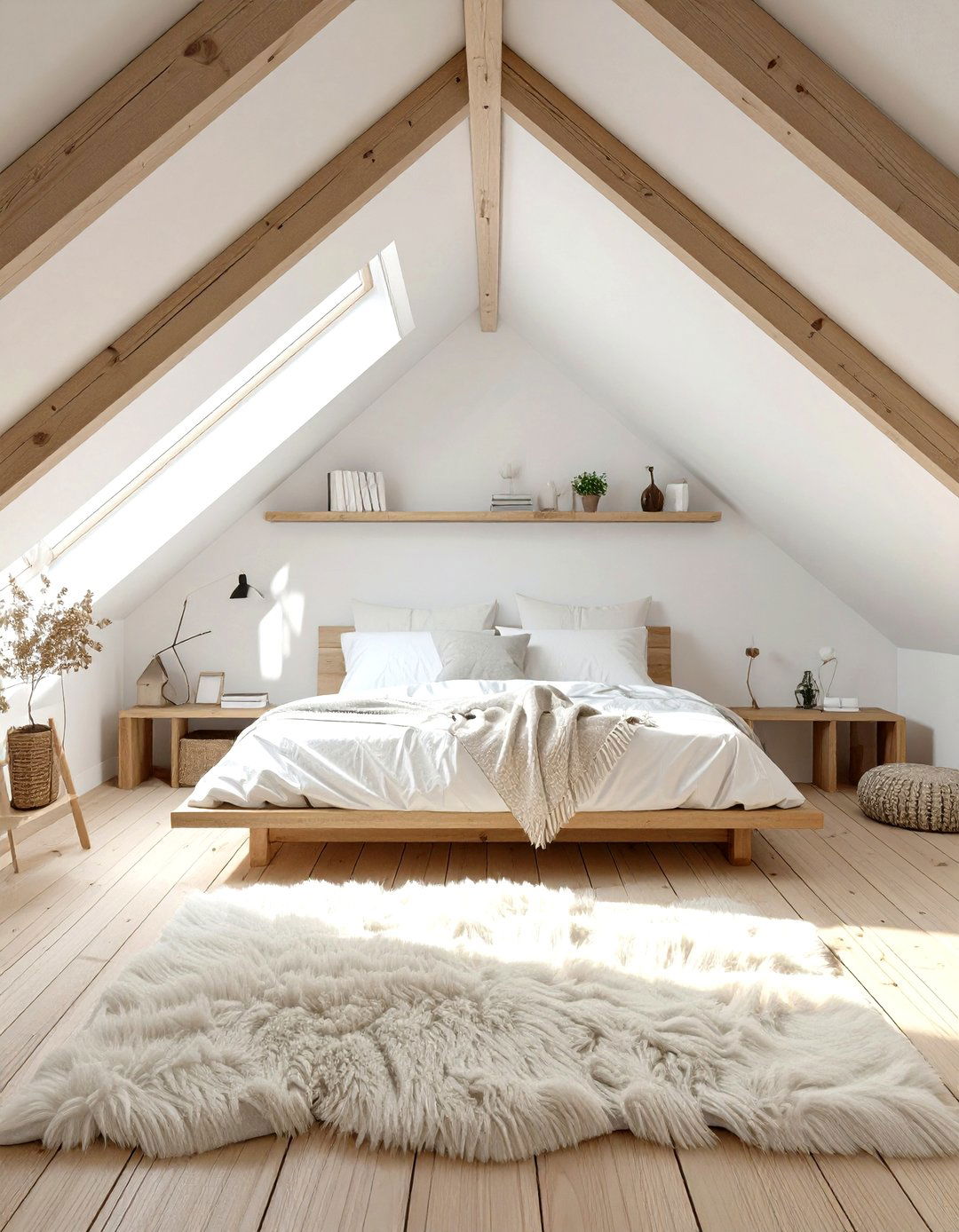 Scandinavian Inspired Bright Bedroom - 30 low sloped ceiling bedroom ideas