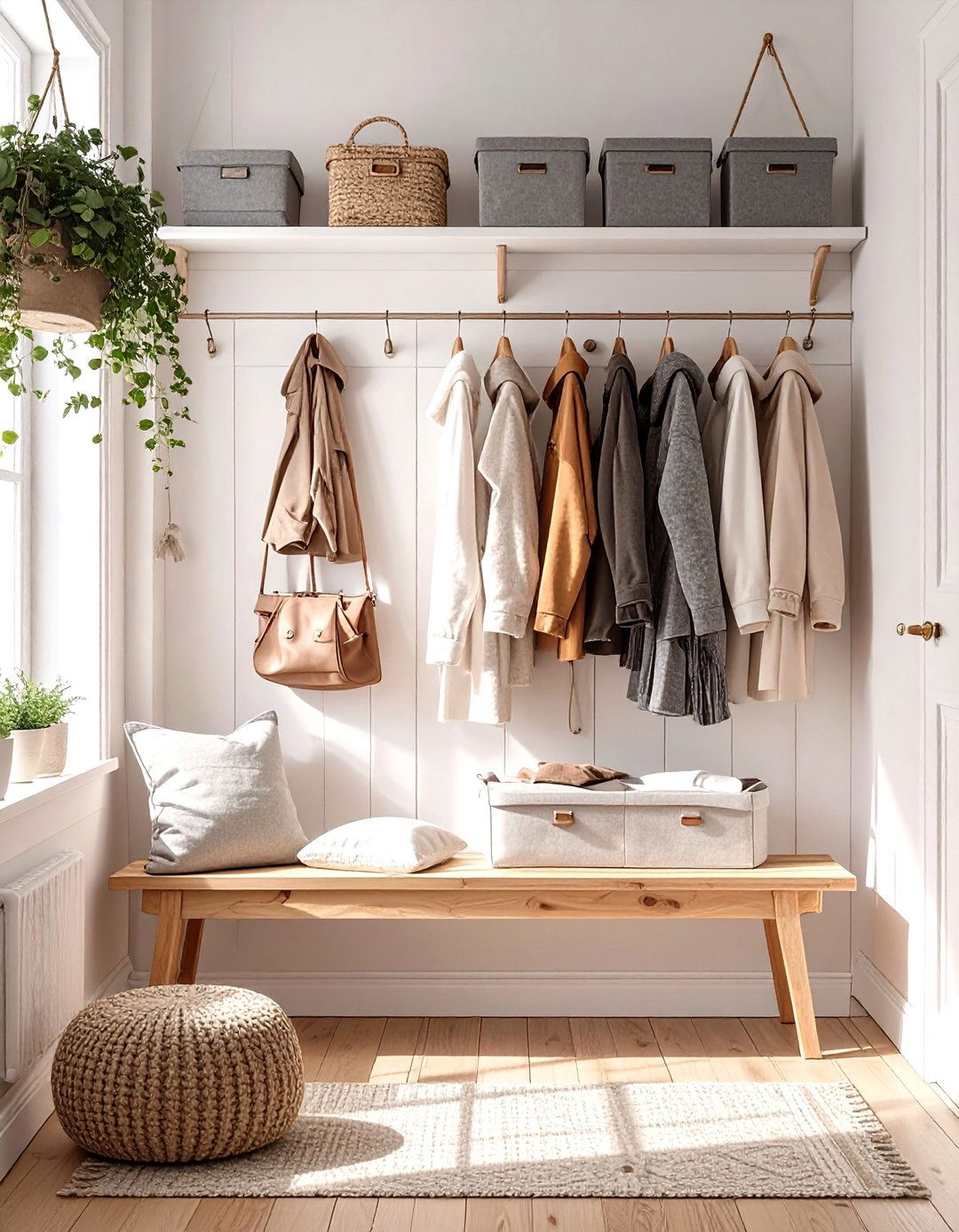 Scandinavian Inspired Bright Closet - 30 coat closet organization ideas