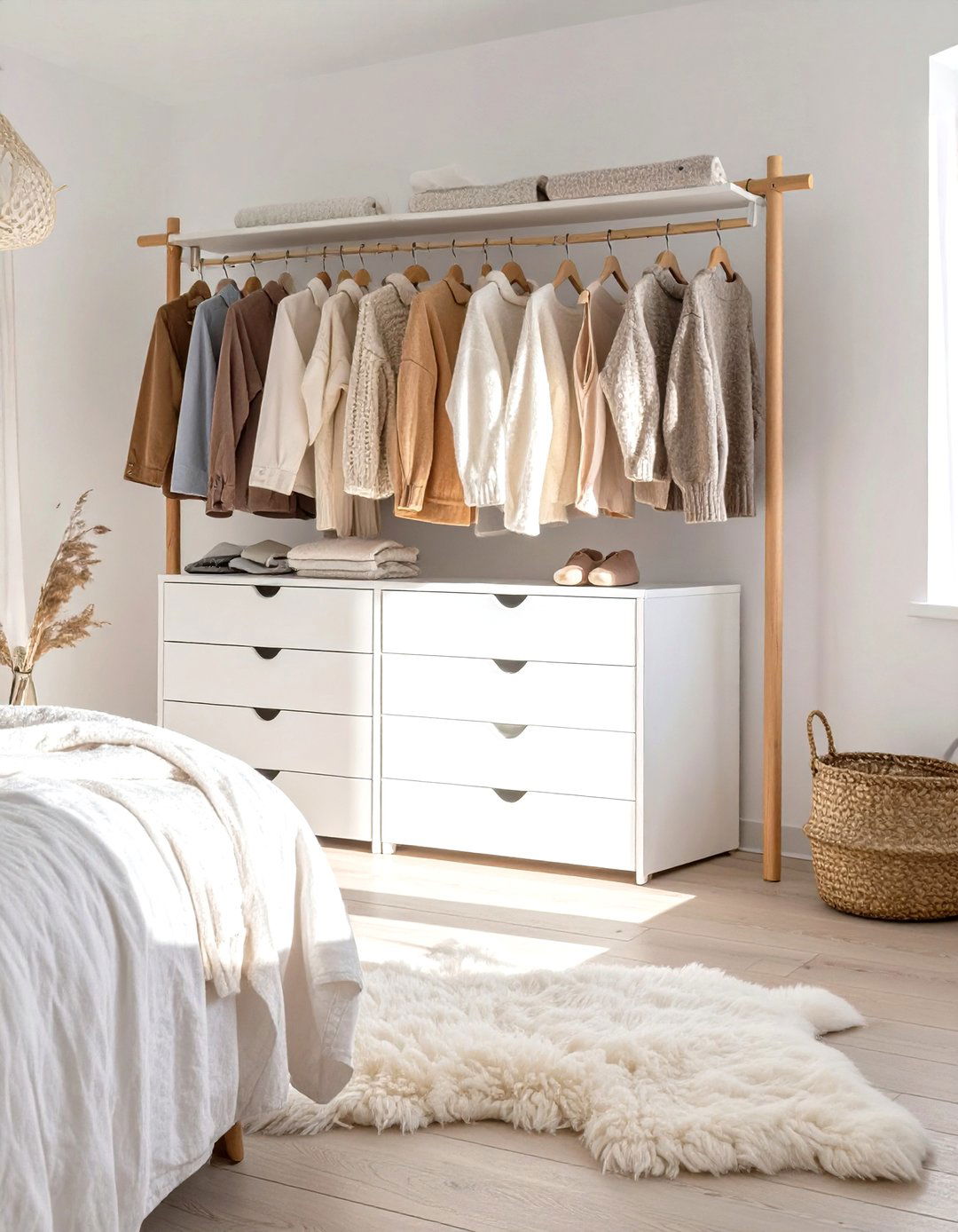 Scandinavian Inspired Clothing Rail - 30 open closet ideas
