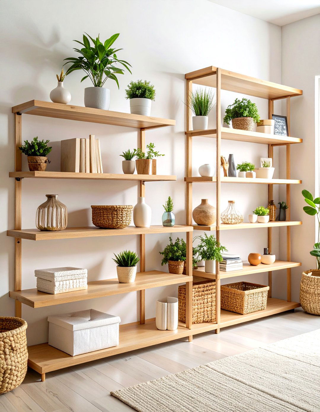 Scandinavian Inspired Floating Shelves - 30 living room storage ideas