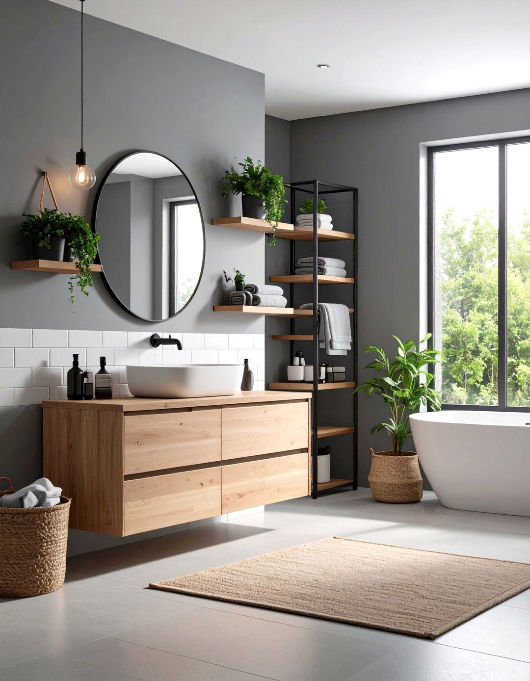 Scandinavian Inspired Gray and White Bathroom - 30 gray and white bathroom ideas