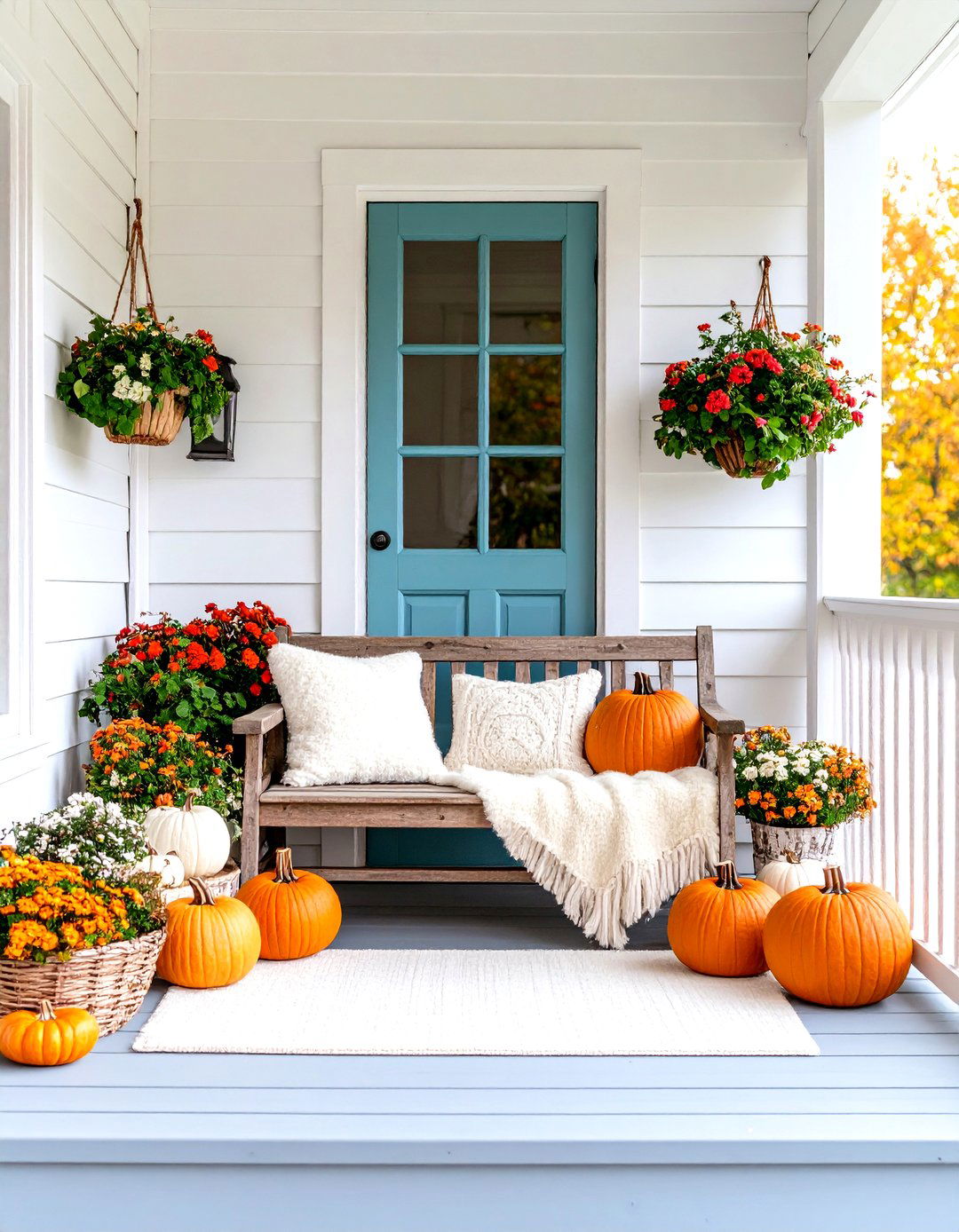 Scandinavian Inspired Hygge Porch - 30 fall porch decor ideas