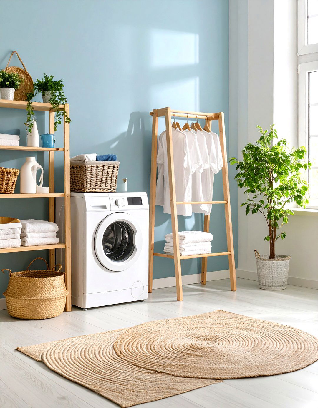 Scandinavian Inspired Ladder Laundry Room Rack - 30 laundry room drying rack ideas