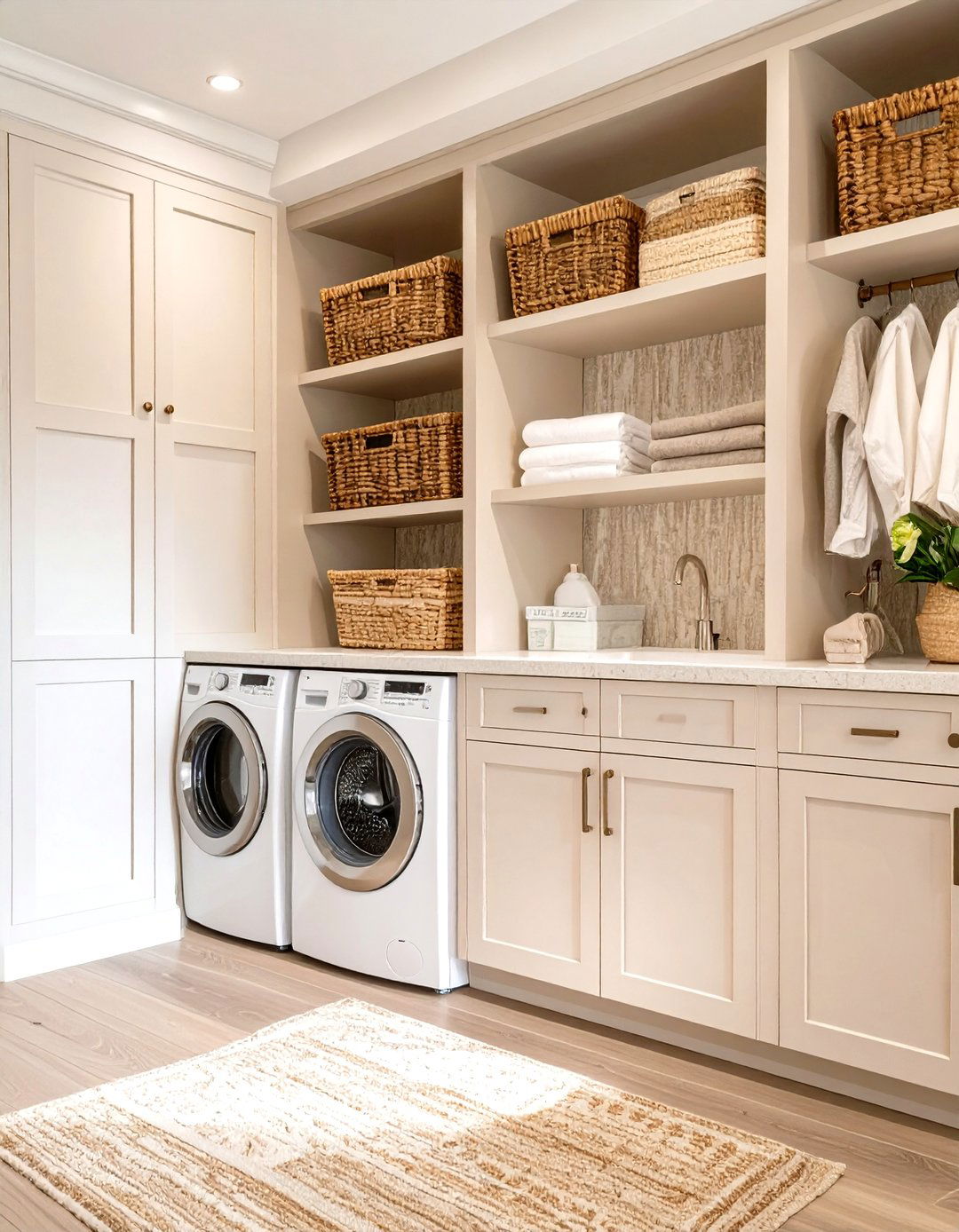 Scandinavian Inspired Laundry Space - 30 modern stacked laundry room ideas