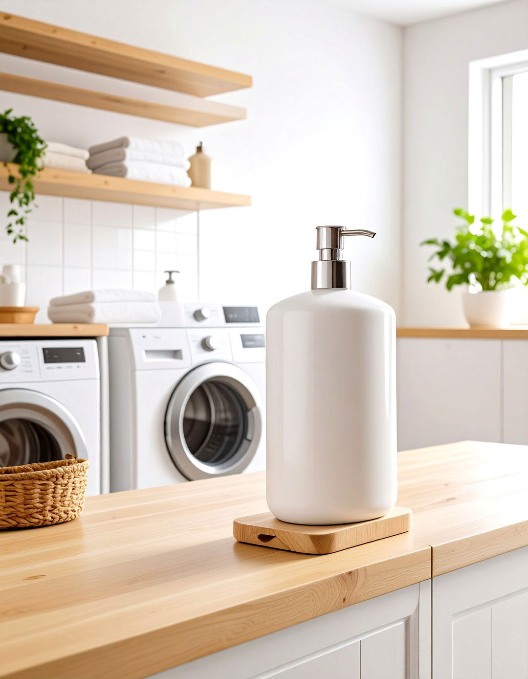 Scandinavian Inspired Light Wood Dispenser - 30 liquid laundry detergent dispenser ideas