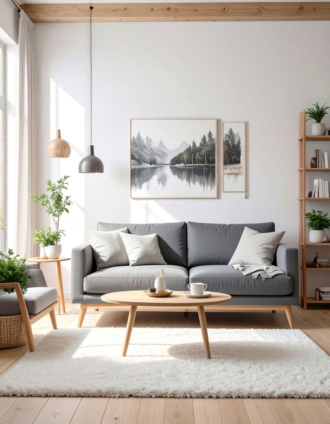 Scandinavian Inspired Living Room - 30 dark grey couch living room ideas