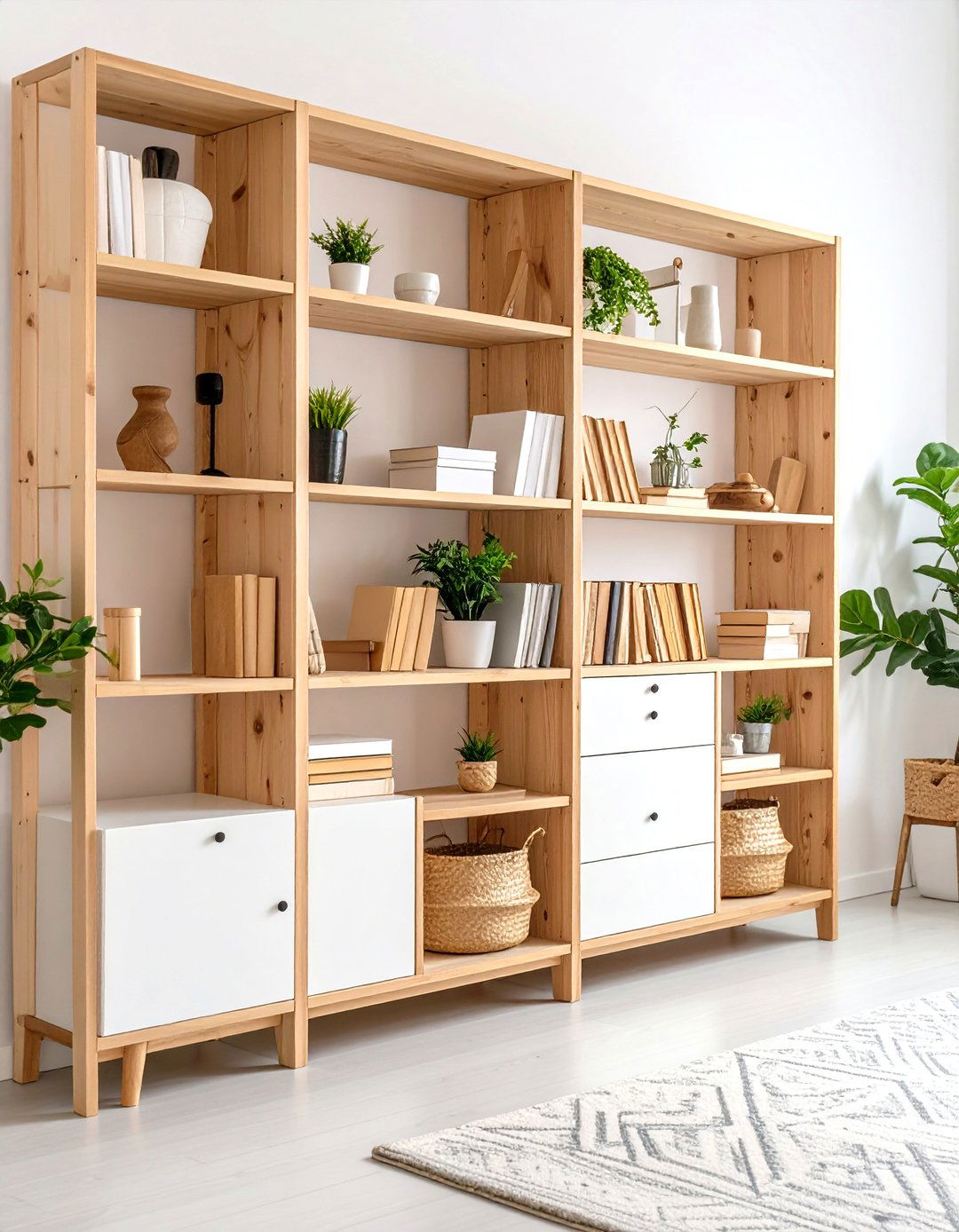 Scandinavian Inspired Living Room Shelving - 30 living room bookshelf ideas
