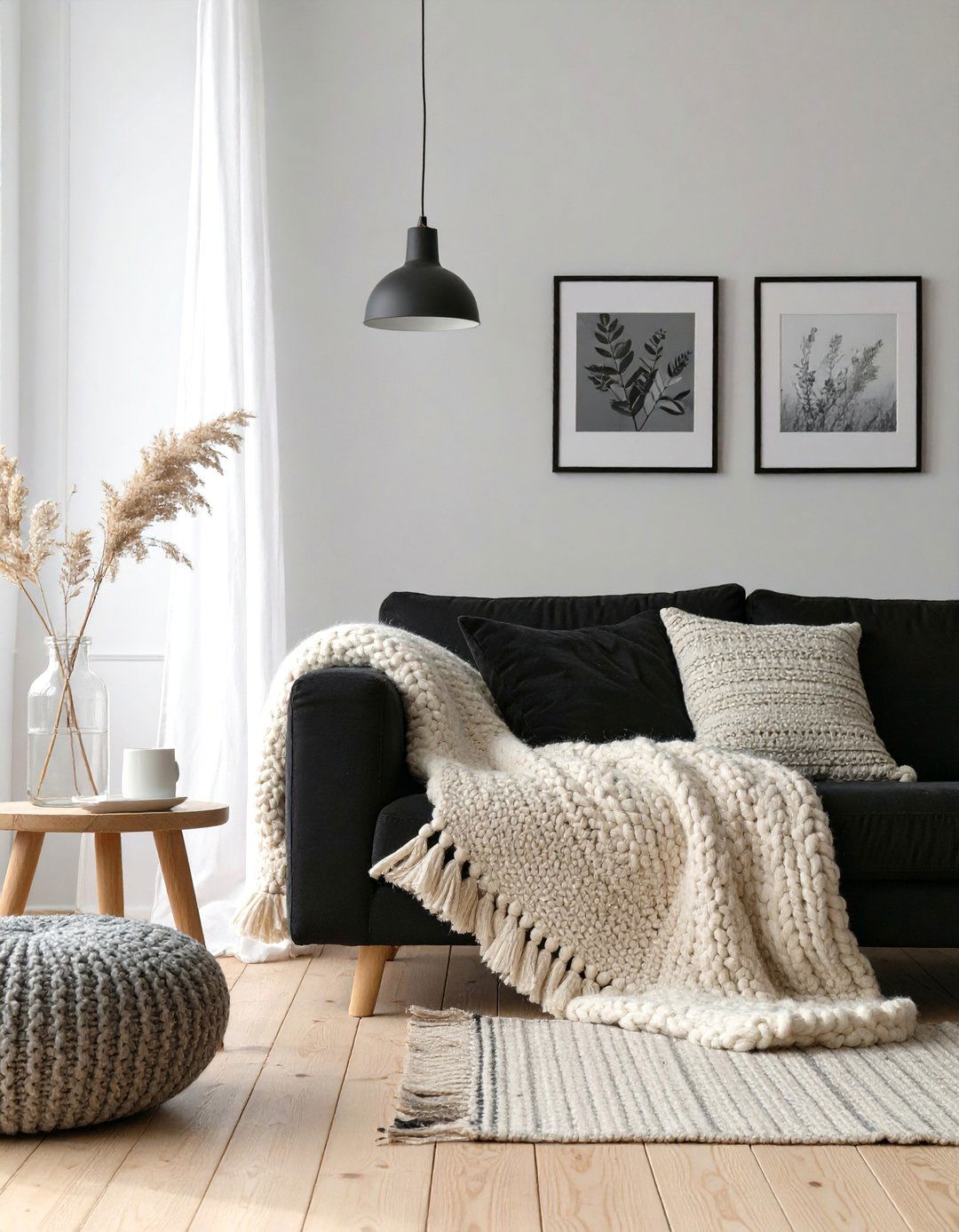 Scandinavian Inspired Living Room - 30 black couch living room ideas