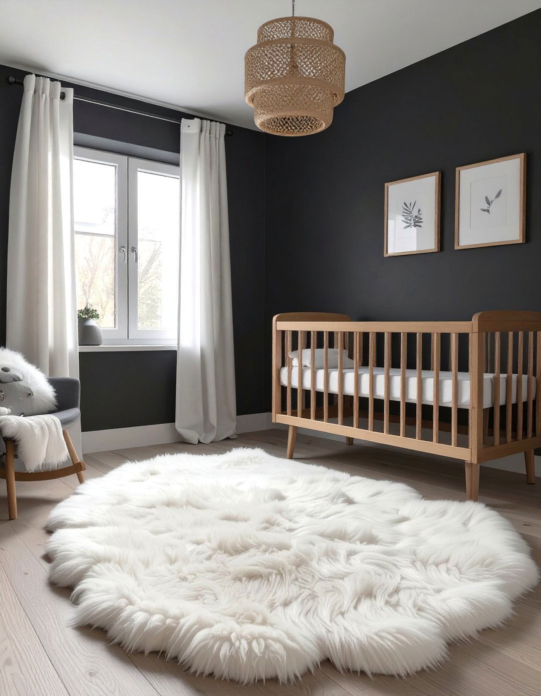 Scandinavian Inspired Nursery with a Black Accent - 30 black accent wall ideas
