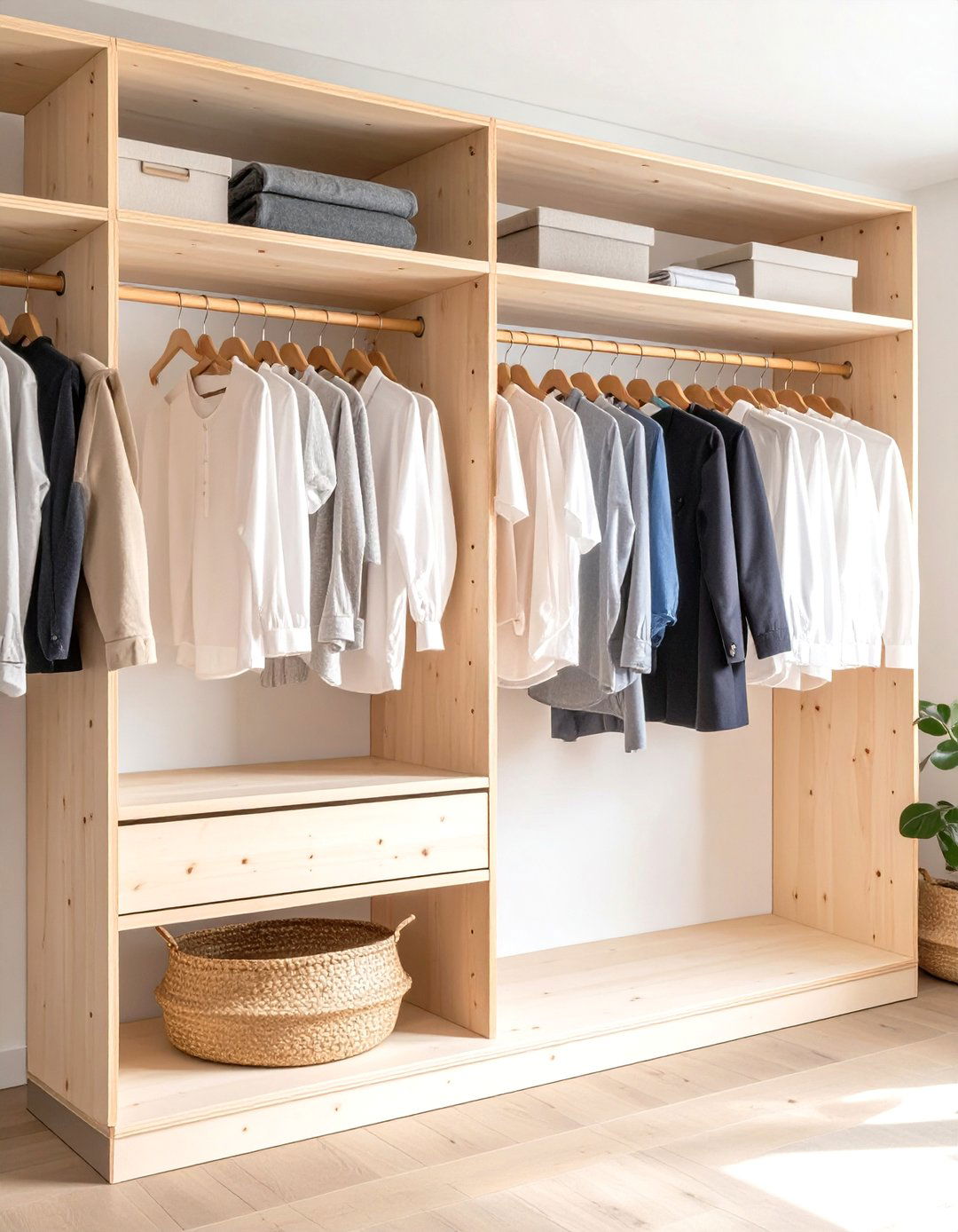 Scandinavian Inspired Plywood Closet - 30 closet shelf ideas